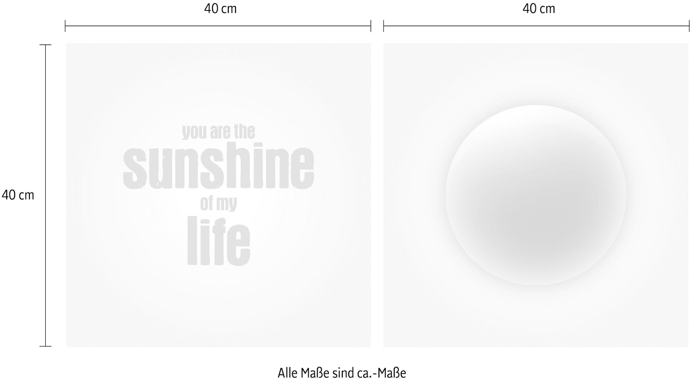 queence Leinwandbild »Sunshine«, Sonnenaufgang-Kunst-Modern-Spa-Spa Bilder-Sprüche-Sprüche & Texte-Schriftzug-Schriftzüge, (Set), Premium-Leinwandstoff, Handarbeit aus Deutschland, Spruch, 2er Set