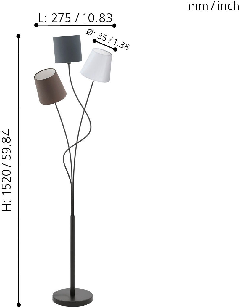 EGLO Stehlampe »MARONDA«, 3 flammig, Leuchtmittel E14 | Leuchtmittel wechselbar-ohne Leuchtmittel