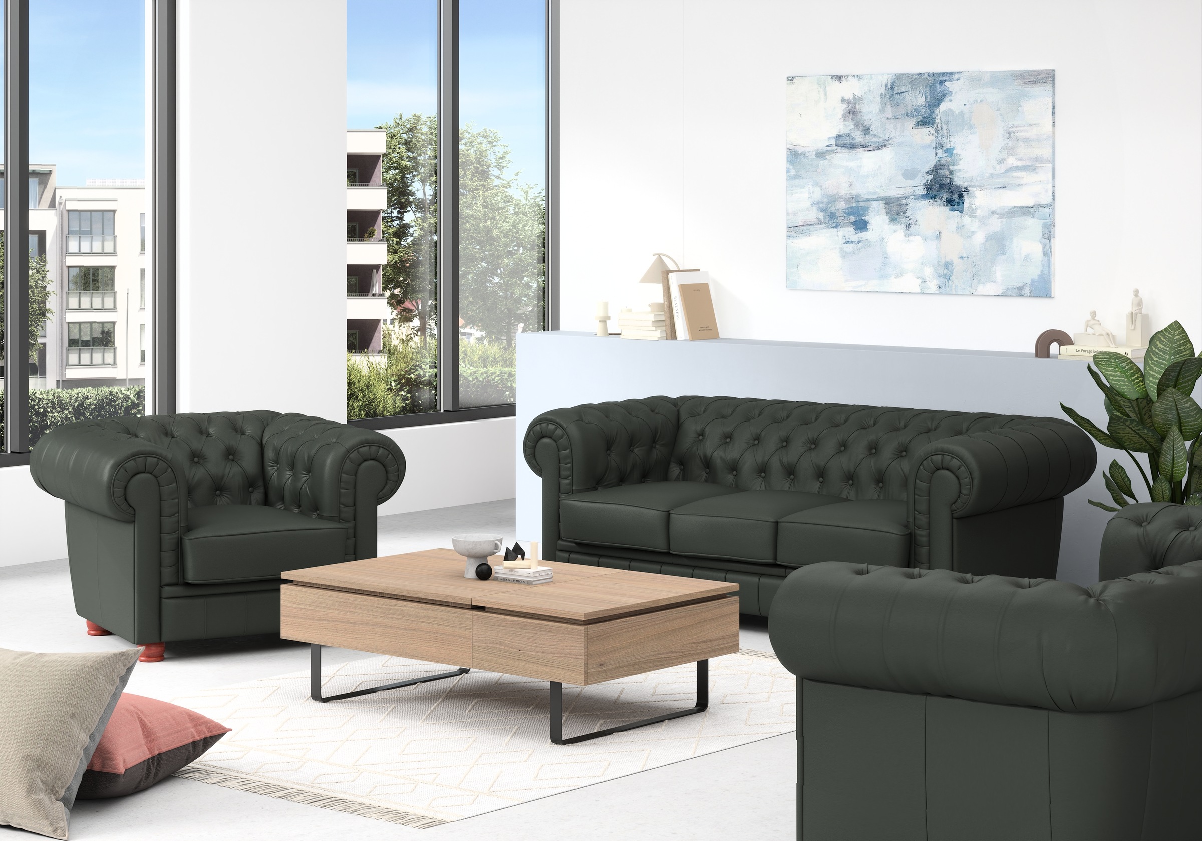 Max Winzer® Chesterfield-Sofa »Kent edel und bequem, tolle Detailverarbeitung, komfortable Armlehnen«, 3-Sitzer mit aufwendiger Knopfheftung, Breite 205 cm