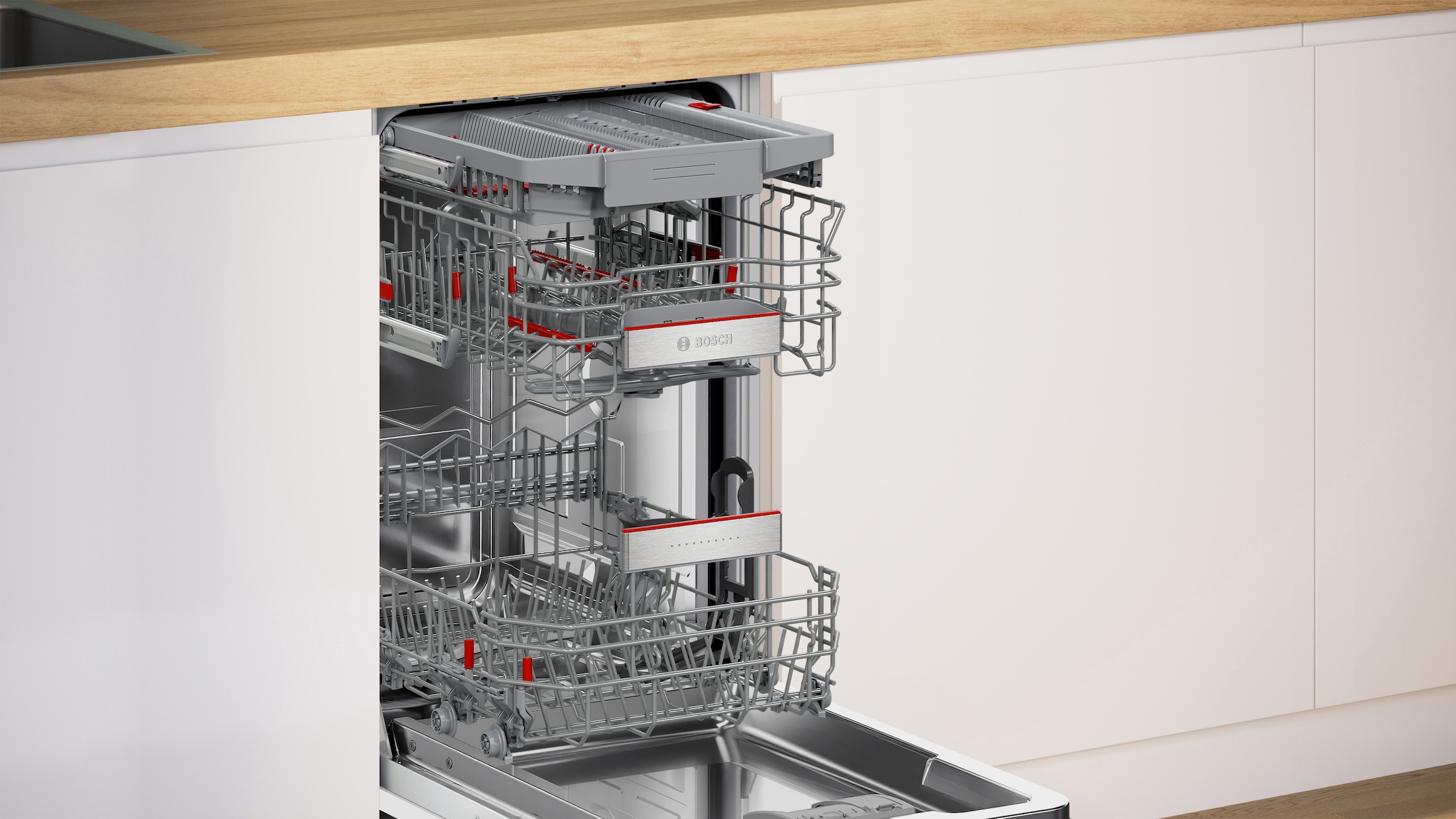 BOSCH vollintegrierbarer Geschirrspüler Serie 6 »SPV6EMX09E« 10 tlg. Maßgedecke Time Light - Restzeit wird auf Küchenboden projiziert