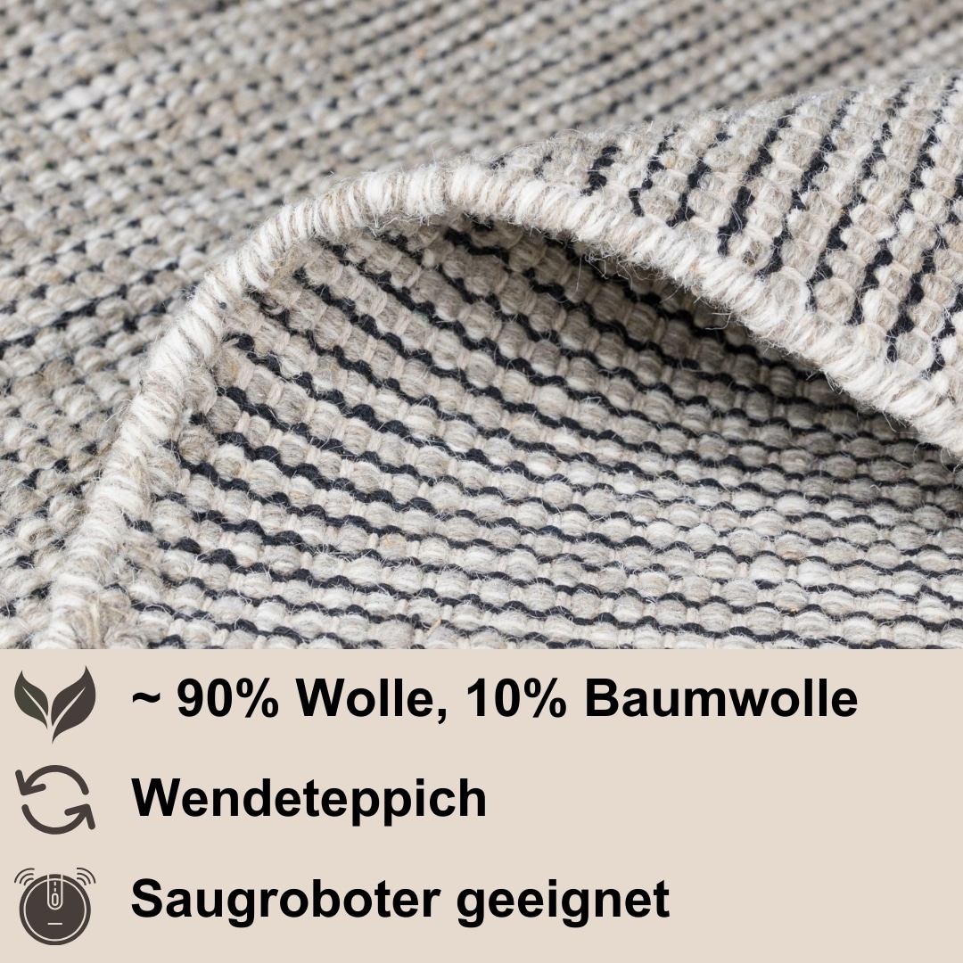 Myflair Möbel & Accessoires Wollteppich »Anisa«, rechteckig, 10 mm Höhe, Wendeteppich, meliert, reine Wolle, handgewebt, Wohnzimmer