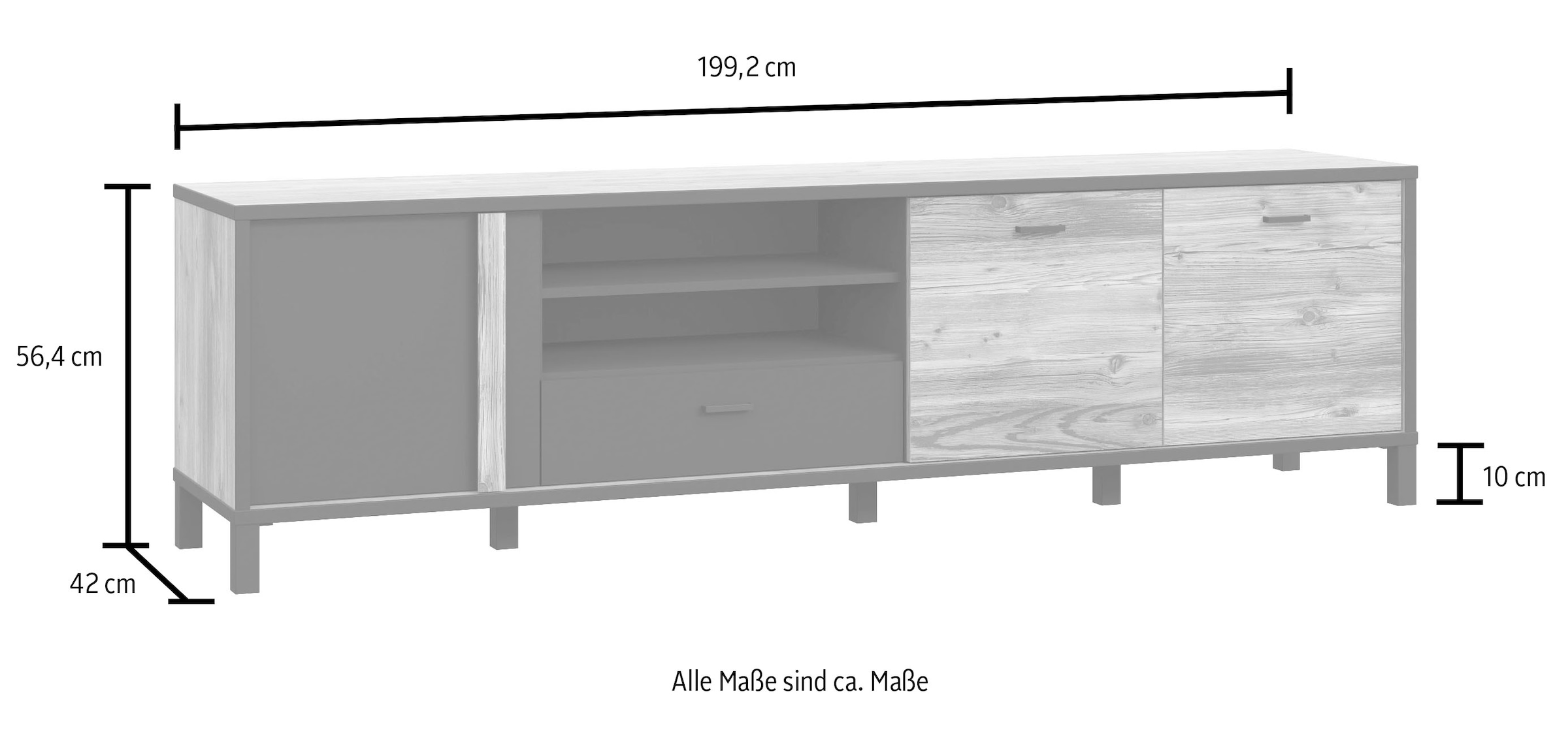 FORTE Lowboard »Hayato«, TV-Schrank, TV-Board, Breite ca. 199 cm