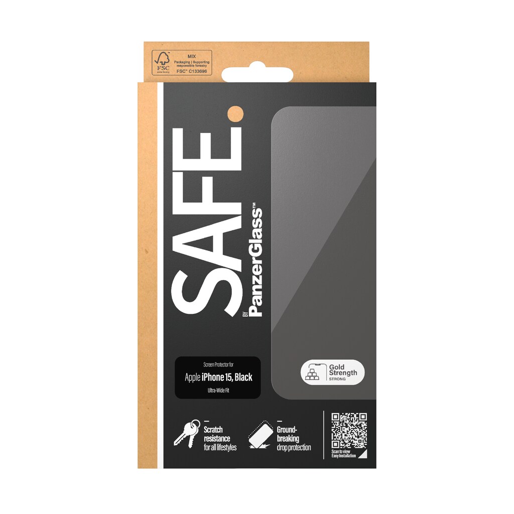 SAFE by PanzerGlass Displayschutzglas »Screen Protector«, für Apple iPhone 15, Displayschutzfolie, kratzfest, schmutz- und feuchtigkeitsabweisend