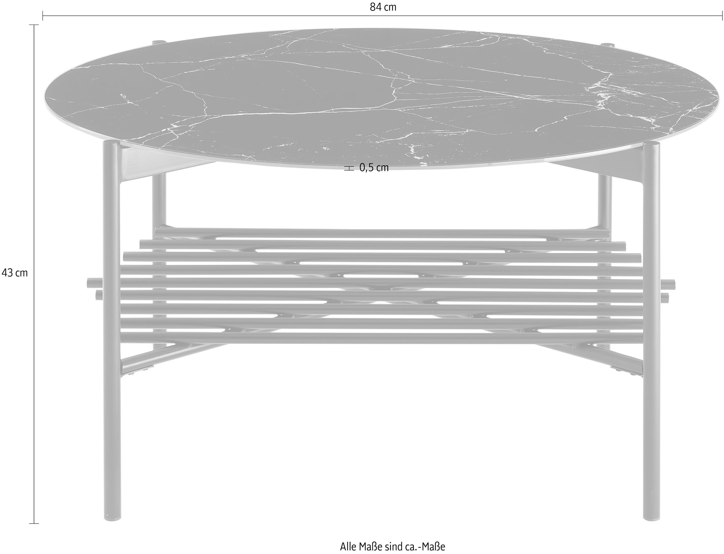 SalesFever Couchtisch, (1 St.), Glasplatte in Marmoroptik