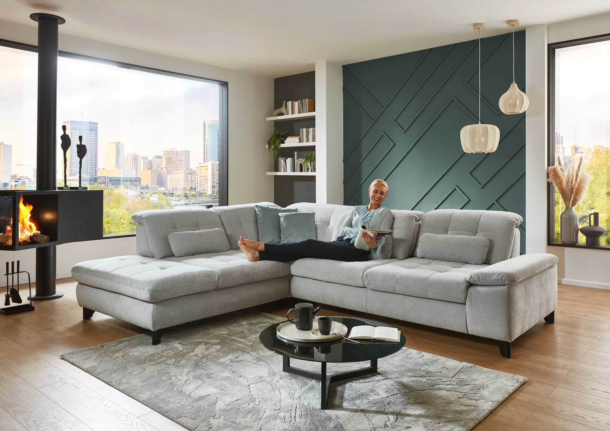 Die PlanBar Ecksofa »MP-IN18012 L-Form mit Kaltschaum-Polsterung« Sitztiefenverstellung, optional Kopfteilverstellung & Schlaffunktion