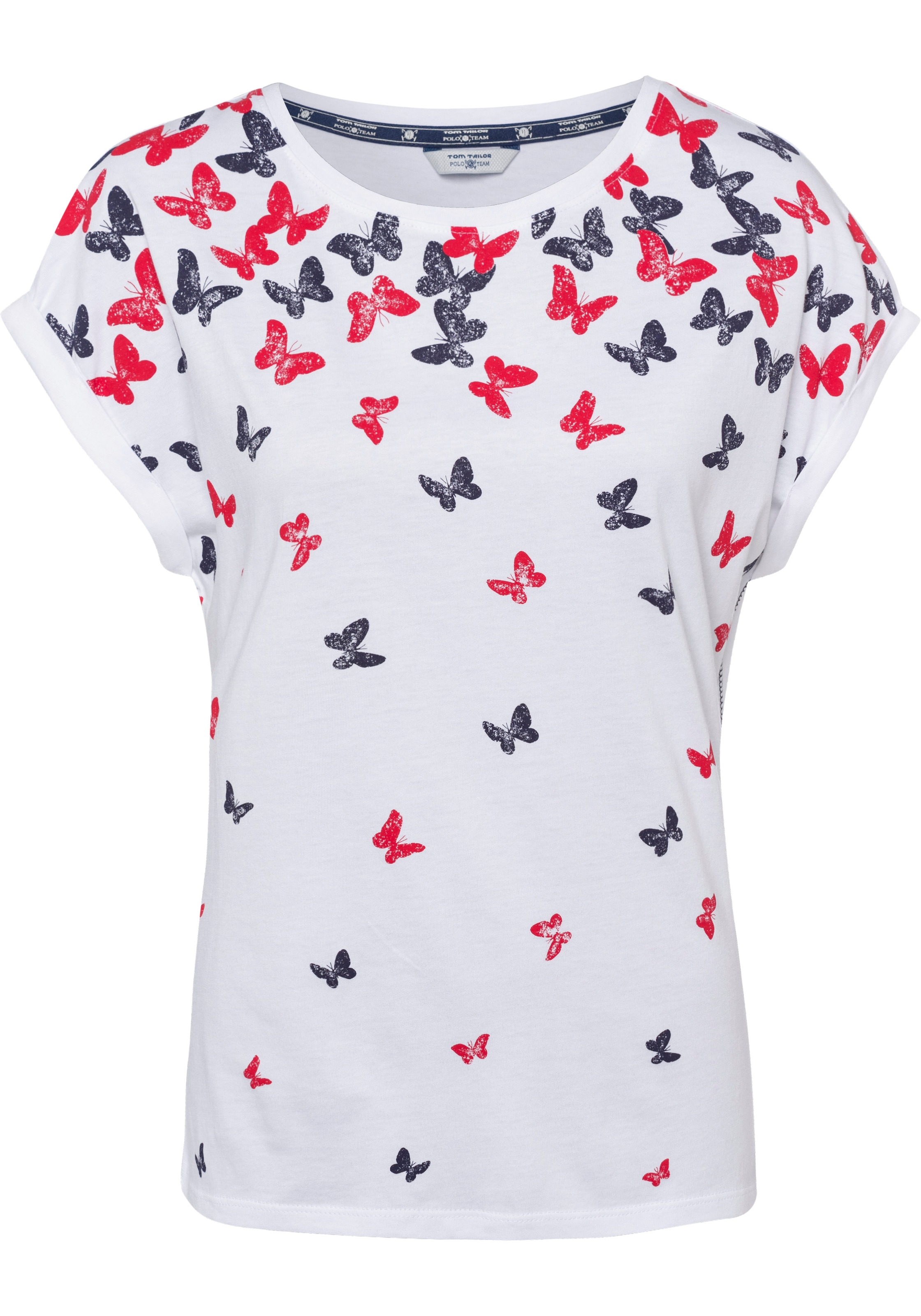 TOM TAILOR Polo Team T-Shirt, mit Print niedlichem All-Over ♕ bei