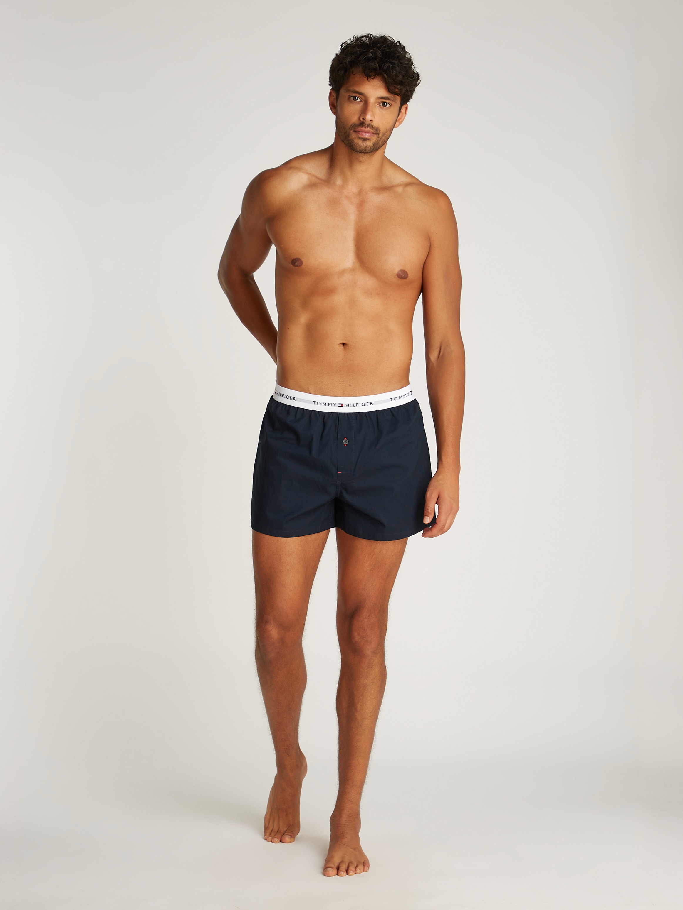 Tommy Hilfiger Underwear Webboxer »2P WOVEN BOXER«, (Packung, 2 St., 2er), mit Logobund