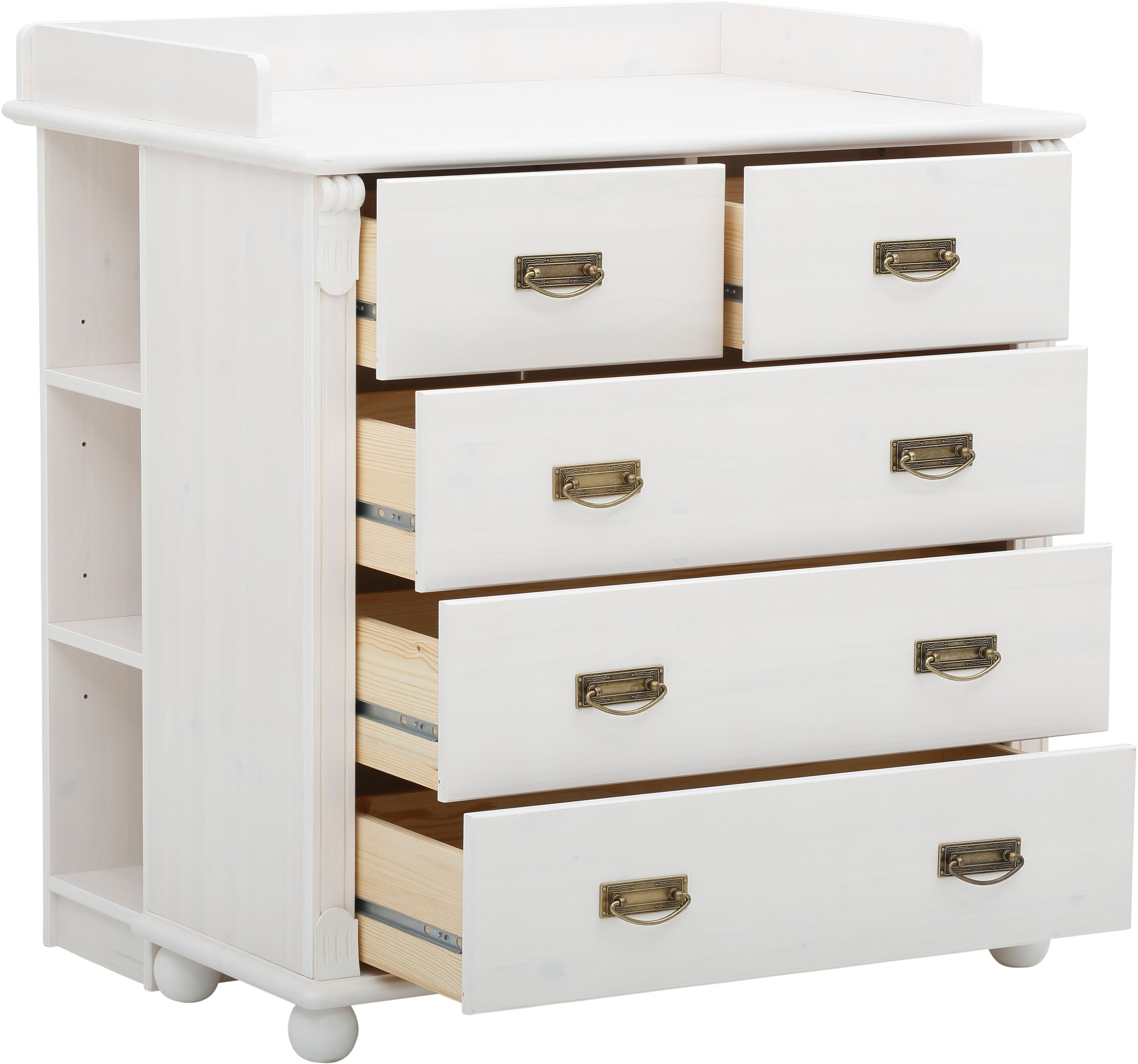 Lüttenhütt Babyzimmer-Komplettset »"Aimo", Landhausstil, stabile Qualität, edles Design, Messinggriffe«, (Set, 3 tlg., Kinderbett, Schrank, Wickelkommode), aus Massivholz; FSC®-Holz aus gewissenhaft bewirtschafteten Wäldern