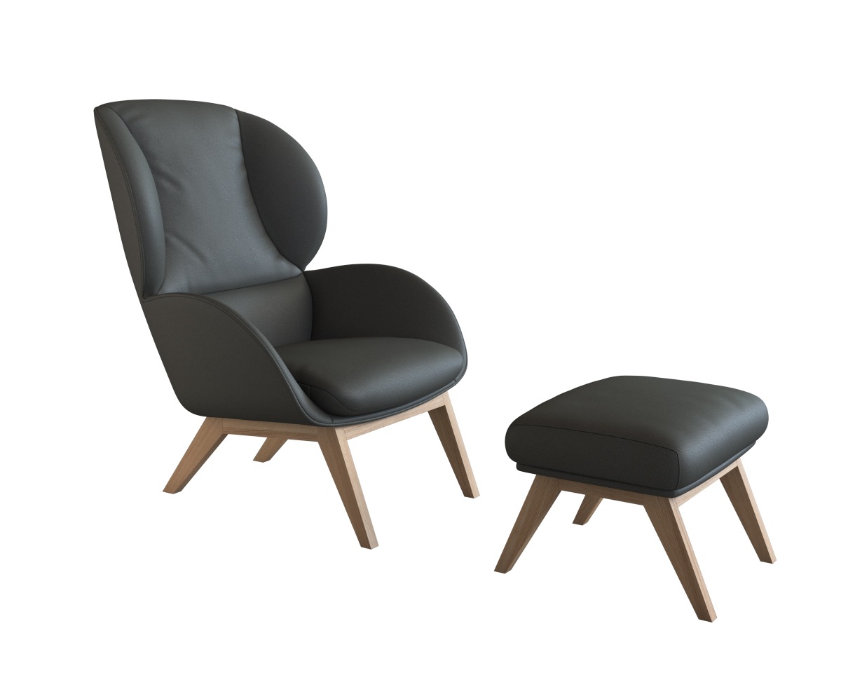FLEXLUX Ohrensessel »Adria«, Stil & Komfort, organische Form, Fuß Eiche
