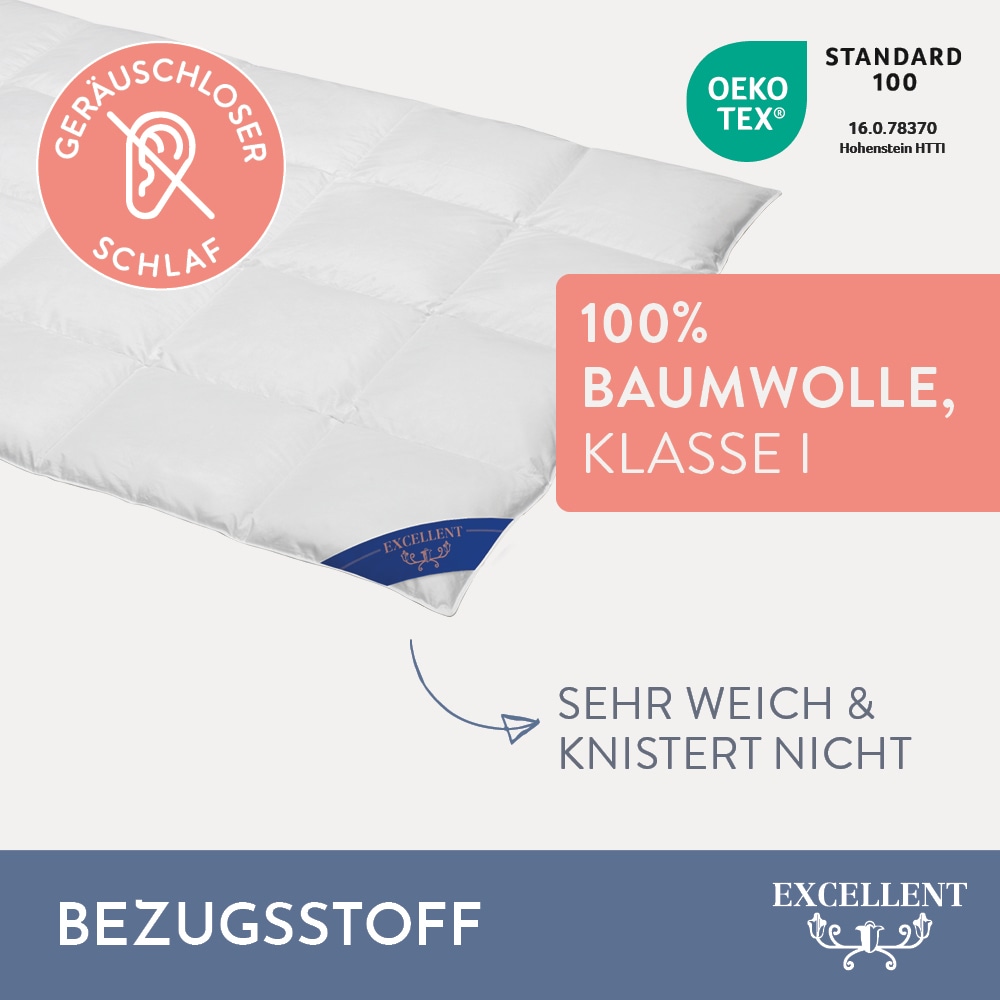 Excellent Daunenbettdecke »Überraschungsbox«, normal, Füllung 90% Daunen, 10% Federn, Bezug Baumwolle, (1 St.), absoluter Sonderpreis, wegen Lagerräumung, Solange der Vorrat reicht
