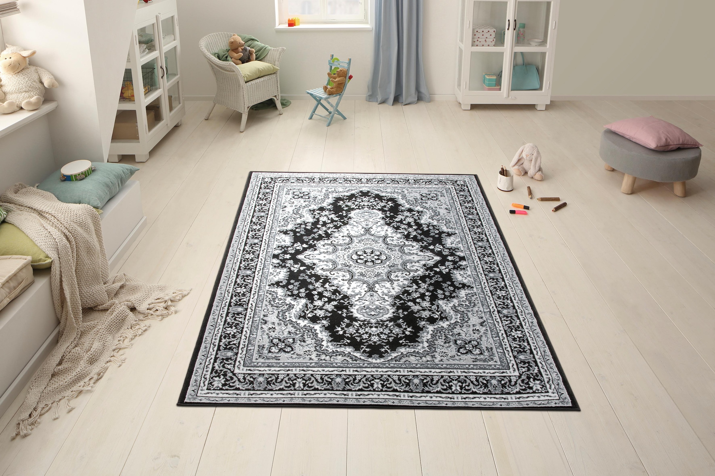 OTTO home Teppich »Oriental, Made in Belgium« rechteckig 7 mm Höhe Orient-Optik, mit Bordüre, Teppich, Kurzflor, Weich, Kundenliebling