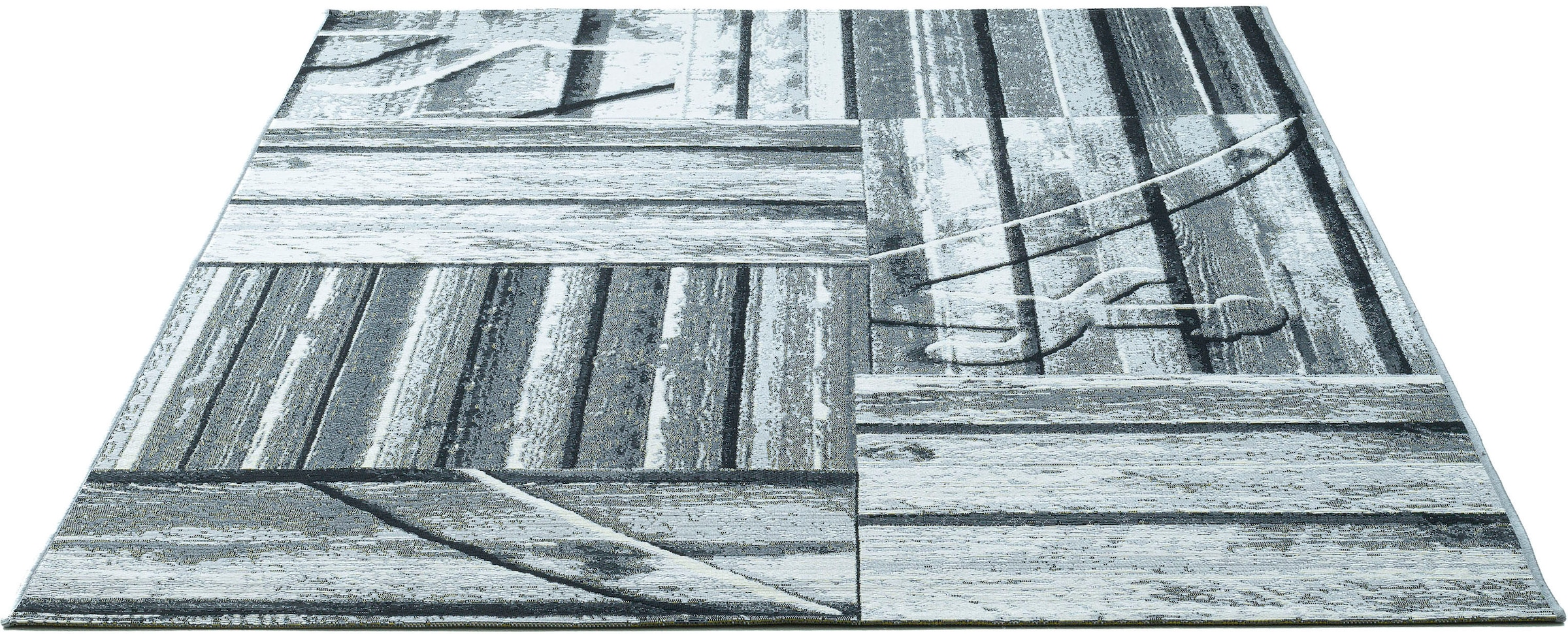 Sansibar Teppich »Rantum Beach SA-023«, rechteckig, Flachgewebe, modernes Design, Motiv Holzdielen, In- & Outdoor geeignet