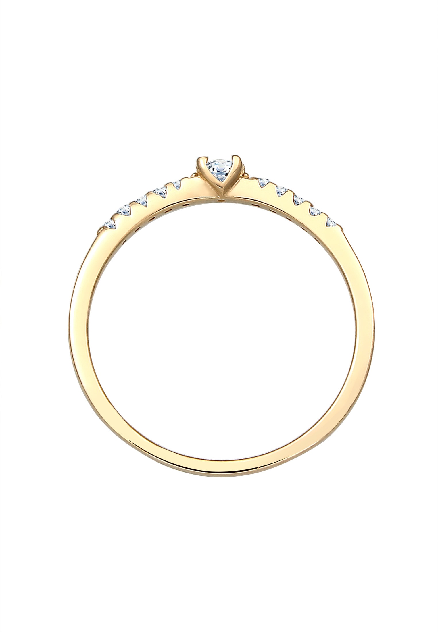 Elli DIAMONDS Verlobungsring »Ring Microsetting Diamant (0.11 ct.) 585er Gelbgold«