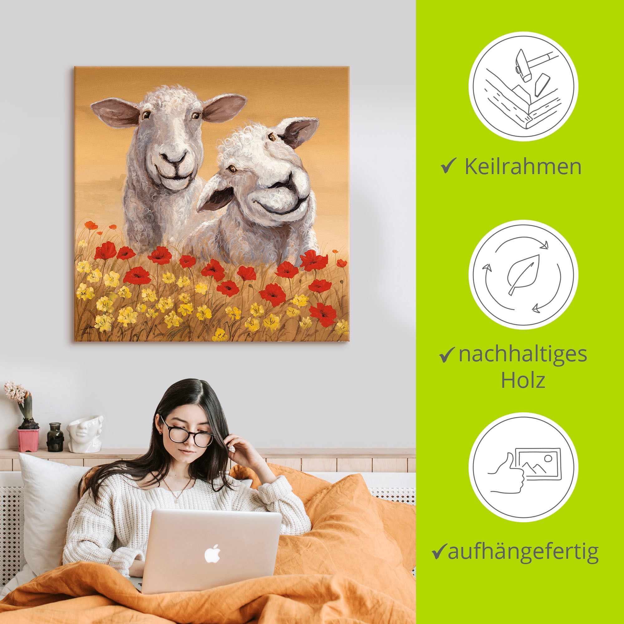 Artland Wandbild »Schafe«, Haustiere, (1 St.), als Alubild, Outdoorbild, Leinwandbild, Poster in verschied. Größen