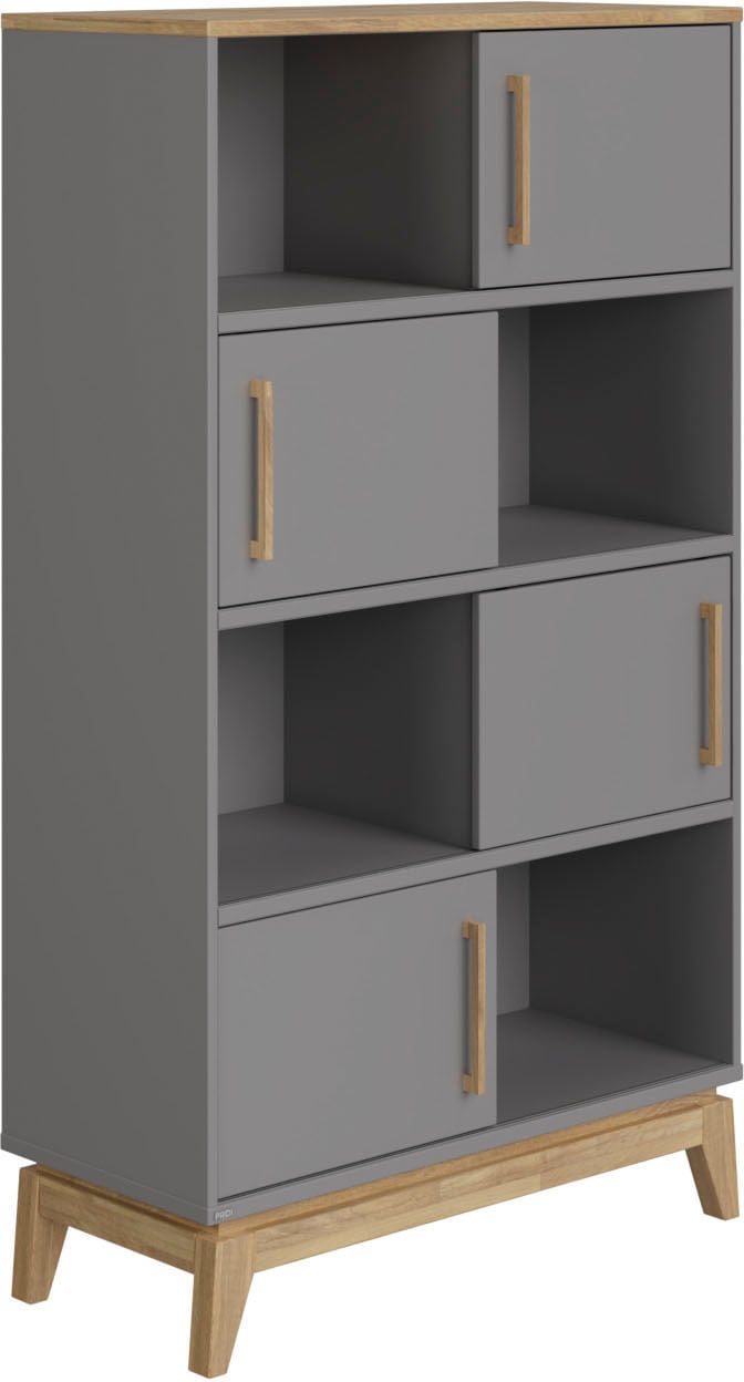 PAIDI Standregal »STIENE in Beige oder Grau, 8 Fächer, 4 Schiebetüren mit Soft-Close« B/H/T ca. 95/161/40cm,  modernes und langlebiges Regal mit Massivholz, Highboard