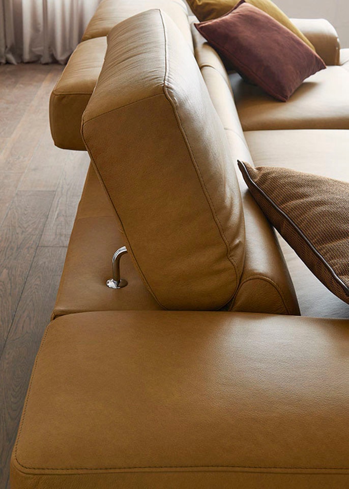 W.SCHILLIG Ecksofa »piedroo, Designsofa mit tollem Sitzkomfort, bequem und elegant, L-Form«, Kopfteilverstellung, wahlweise mit Sitztiefenverstellung, Breite 343cm