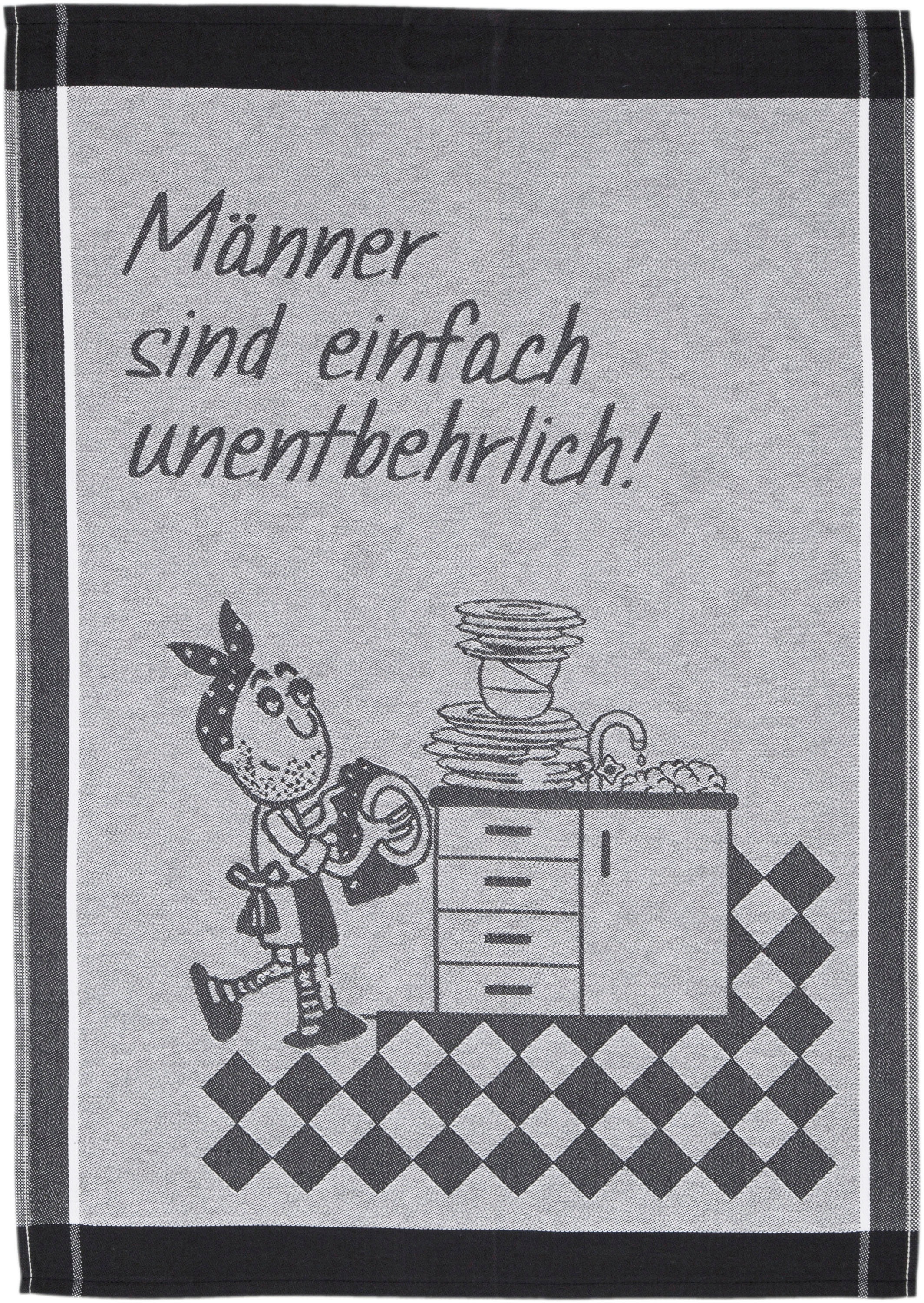 ROSS Geschirrtuch »Männer sind einfach unentbehrlich«, (Set, 3 tlg.), Sprüchetuch, aus 100% Baumwolle