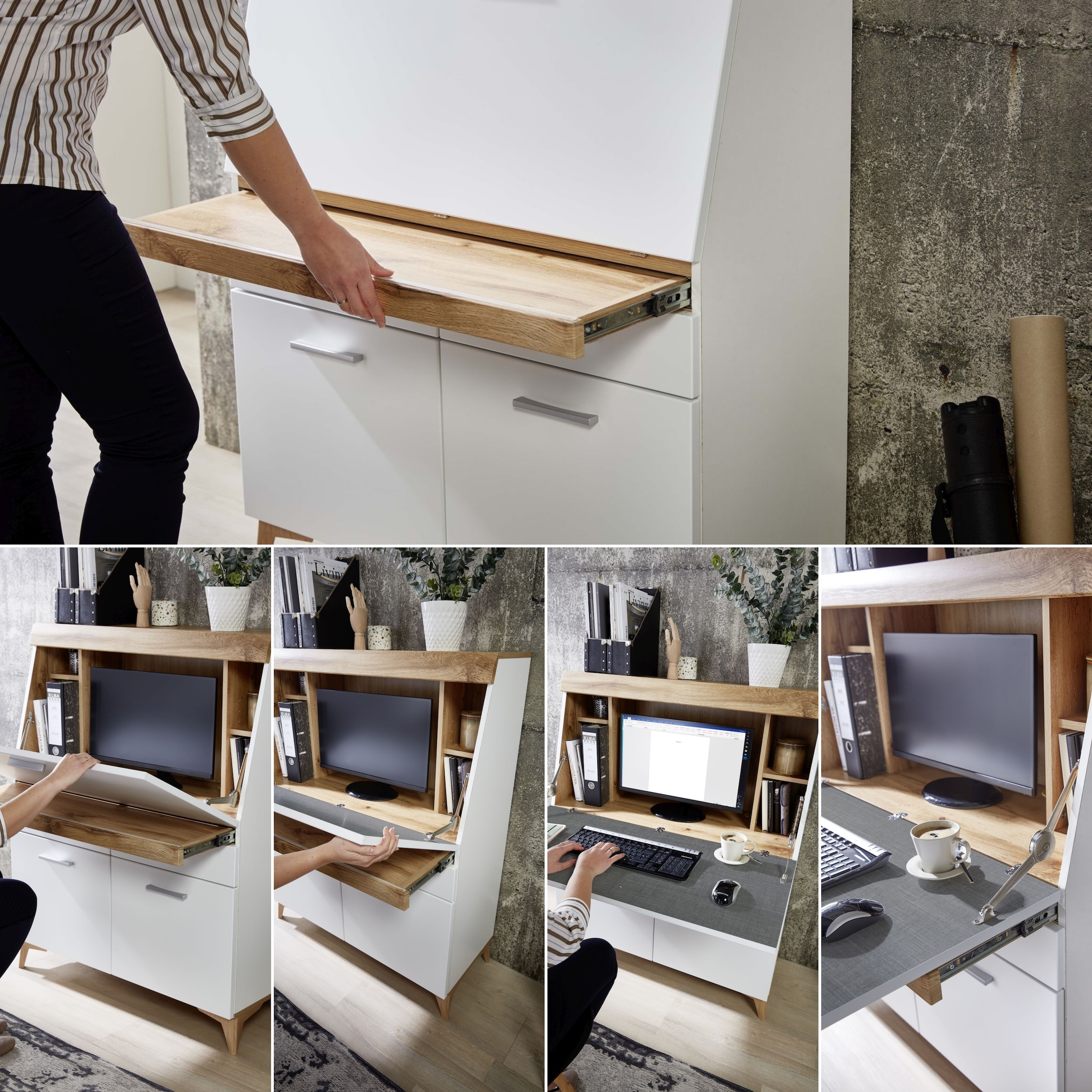 Innostyle Sekretär »SECRET«, Stauraumschrank, mit Monitor-/Laptopfach, Soft-Close, Breite 98 cm