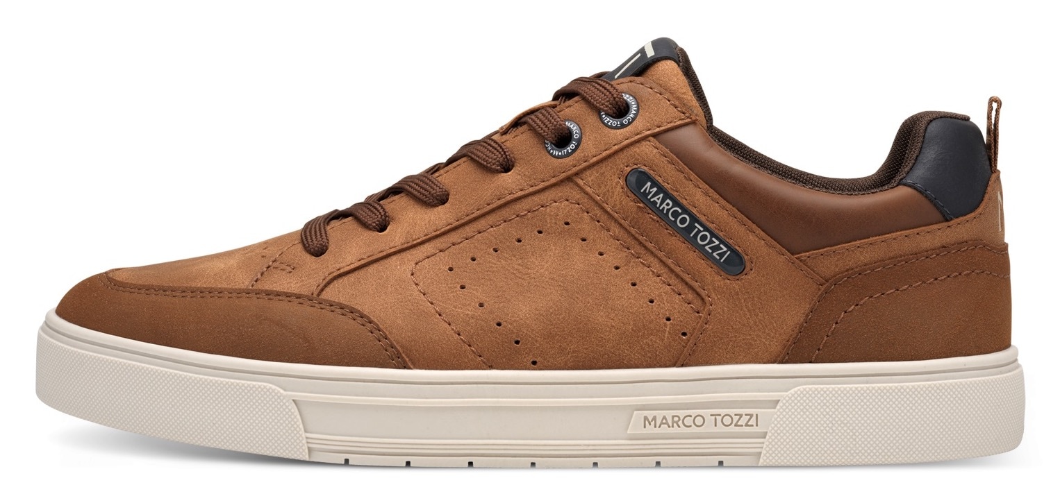 MARCO TOZZI Plateausneaker, Freizeitsch, Halbschuh, Schnürschuh mit Perforierung und Ziernähten