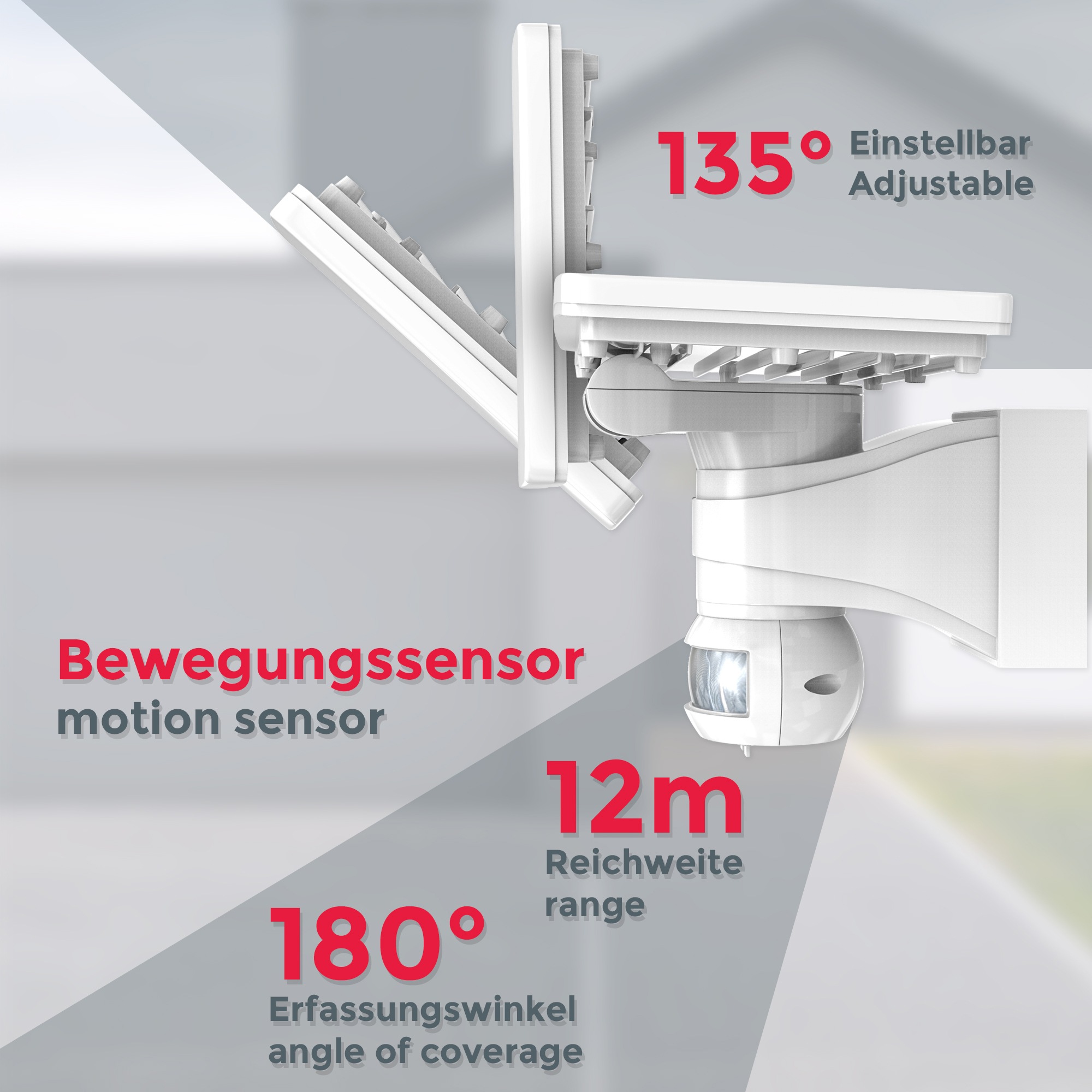 B.K.Licht LED Außen-Wandleuchte, 1 flammig-flammig, Außenstrahler,  Bewegungsmelder, Wandlampe, 20W 2300 Lumen, IP44, weiß online kaufen | mit  3 Jahren XXL Garantie