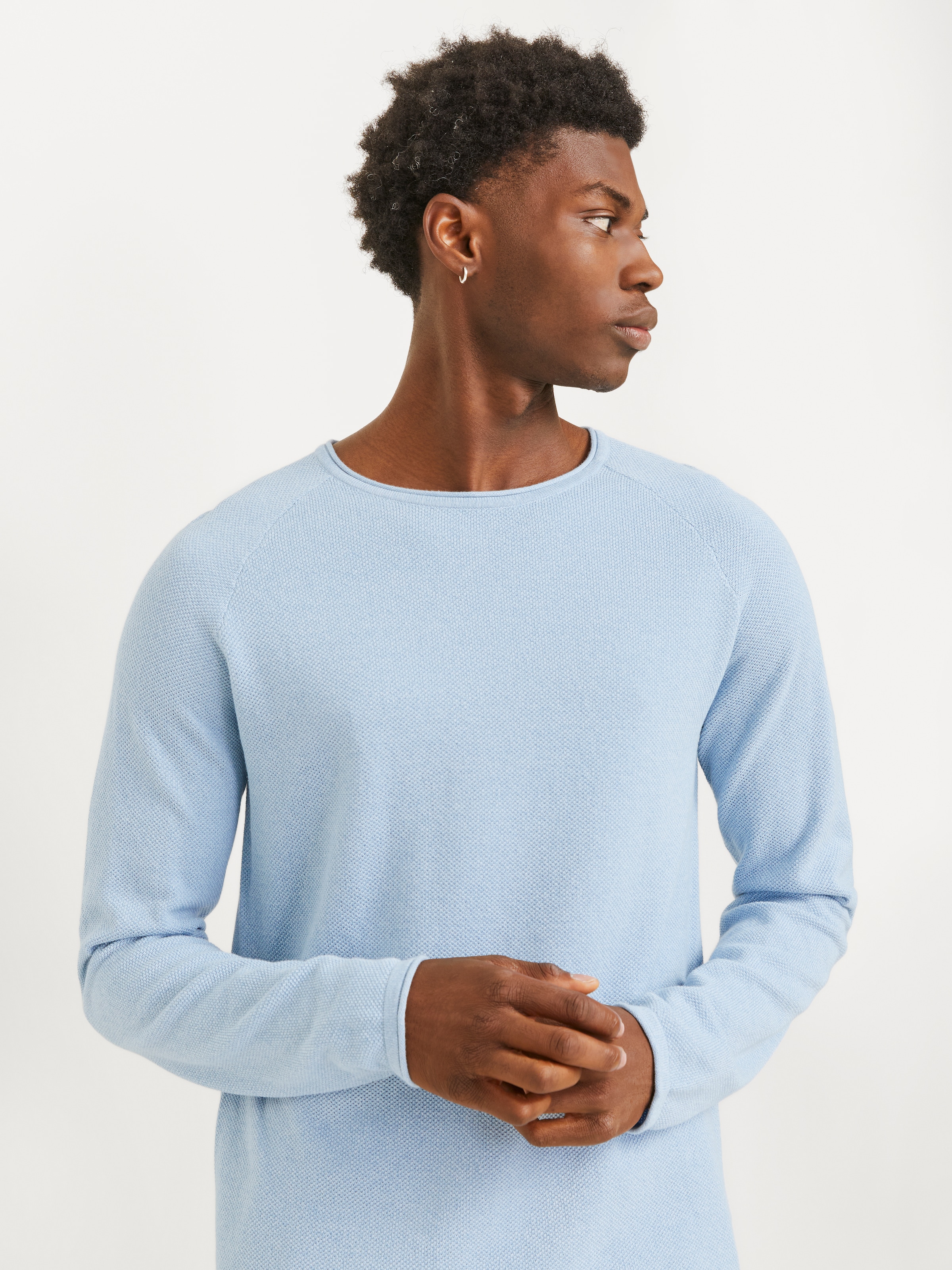 Jack & Jones Rundhalspullover »JJEHILL KNIT CREW NECK NOOS«, aus Strukturstrick