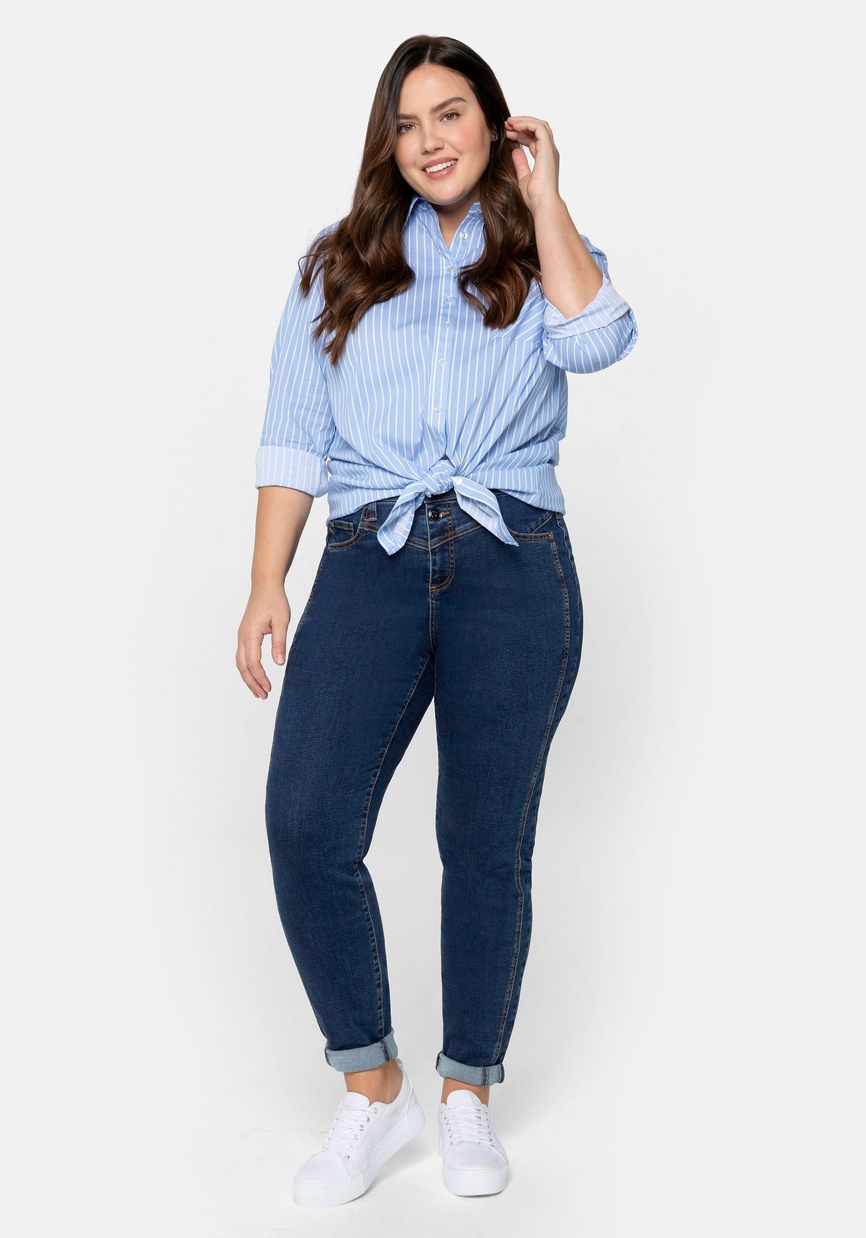 Sheego Stretch-Jeans »Jeans «Die Girlfriend», mit vorverlegter Seitennaht«