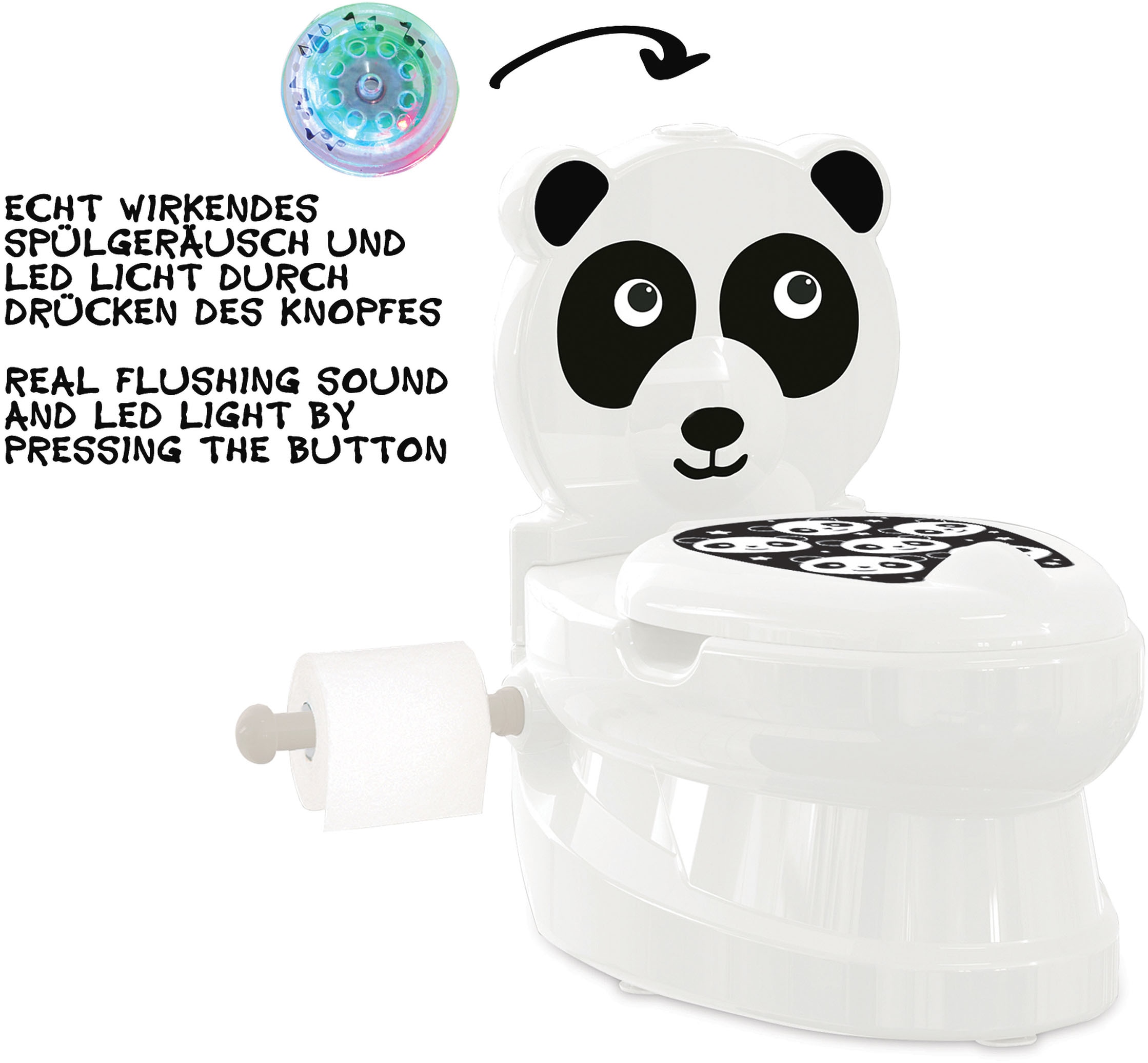 »Meine Toilettentrainer Panda«, und bei kleine Jamara Toilette, mit Toilettenpapierhalter Spülsound
