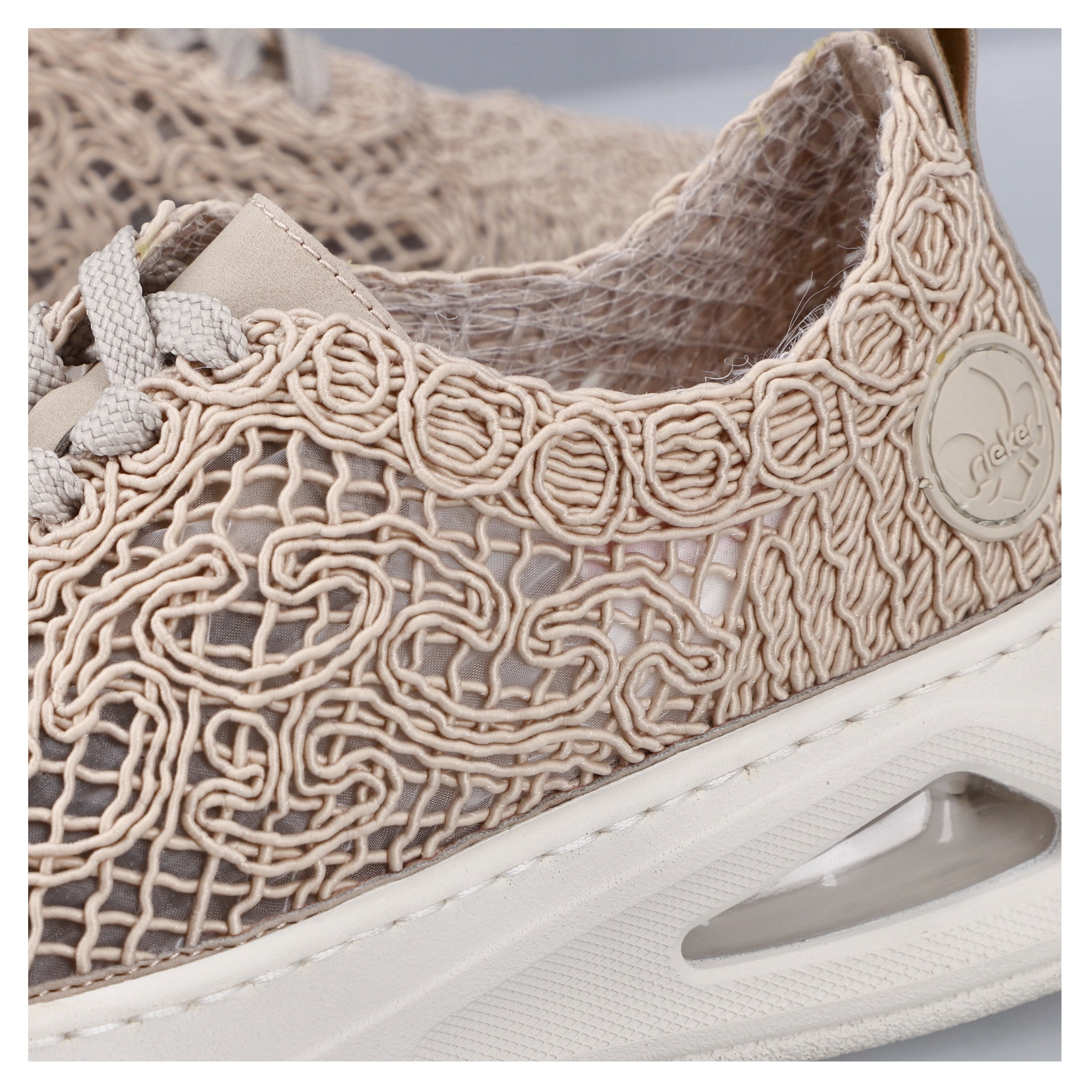 Rieker Plateausneaker, Schnürschuh, Halbschuh in sommerlicher Makramee-Optik