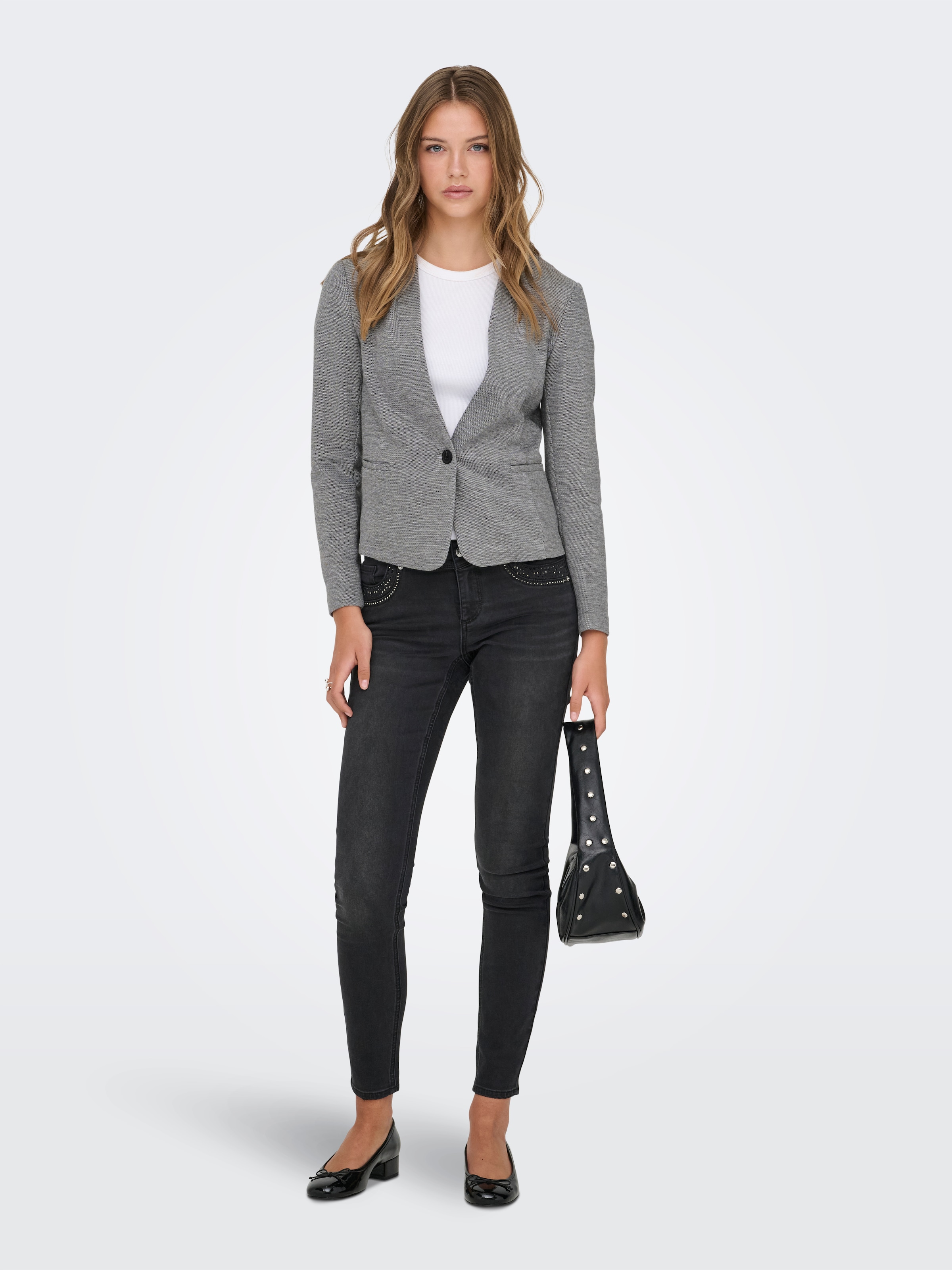 ONLY Kurzblazer »ONLSELKIE L/S MEL FIT BLAZER TLR« Materialmix, regular fit