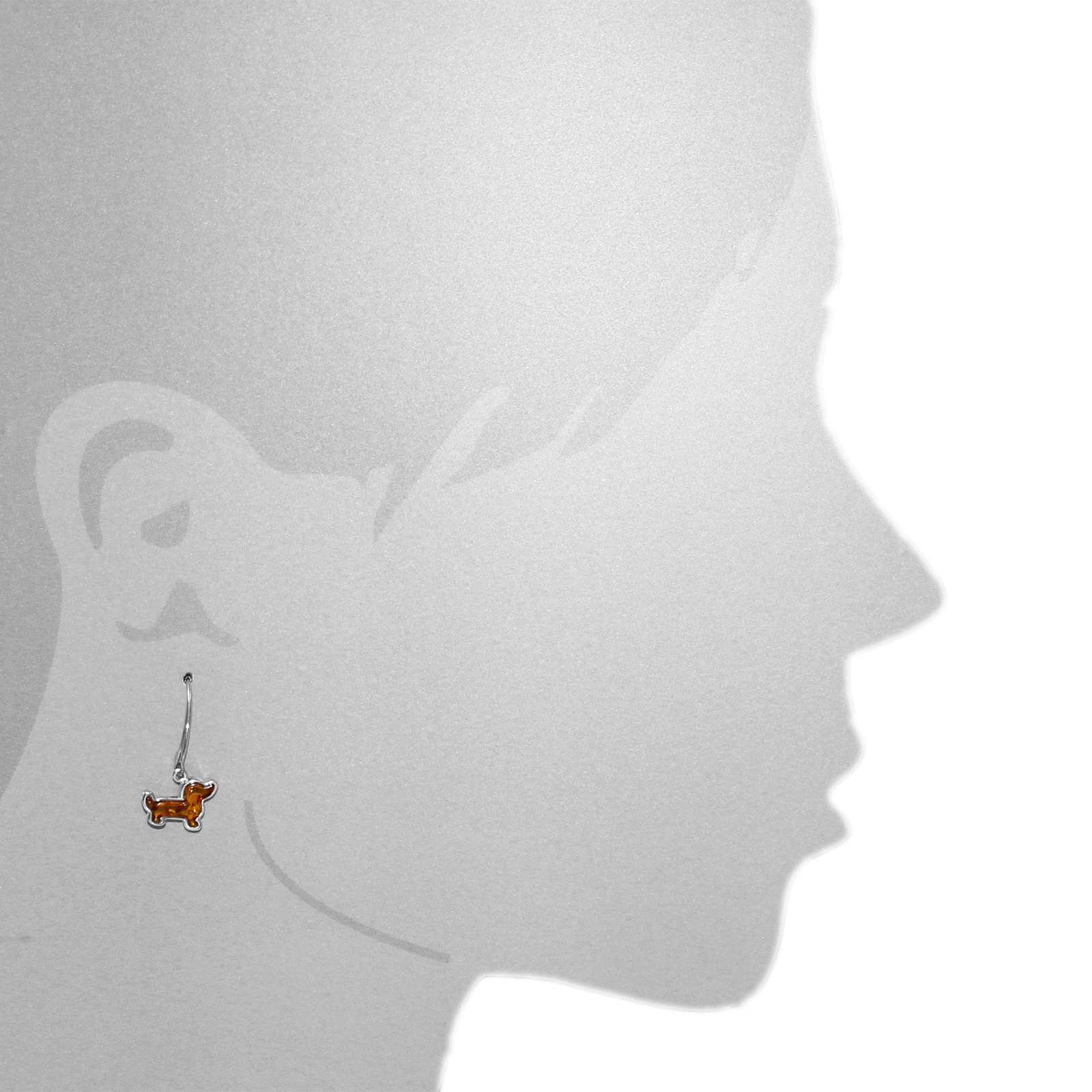 OSTSEE-SCHMUCK Paar Ohrhänger »- Dackel - Silber 925/000 - Bernstein«