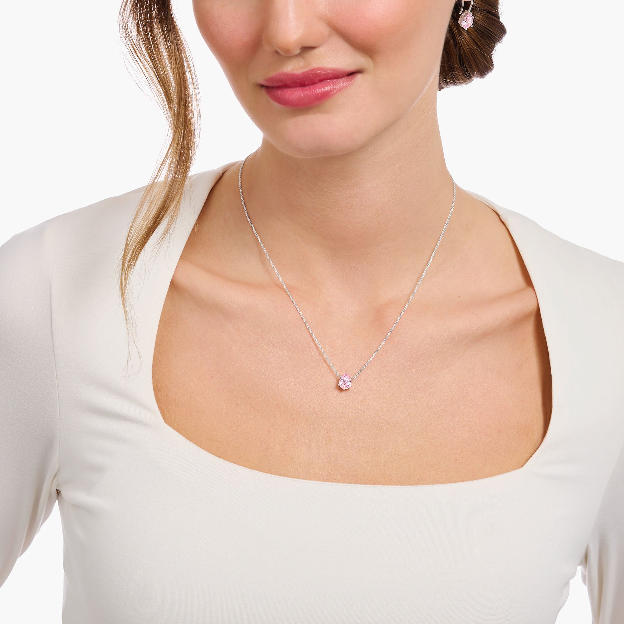THOMAS SABO Kette mit Anhänger »großer Zirkoniatropfen, KE2213-051-14-L45V, KE2213-051-9-L45V«, mit Zirkonia (synth.)