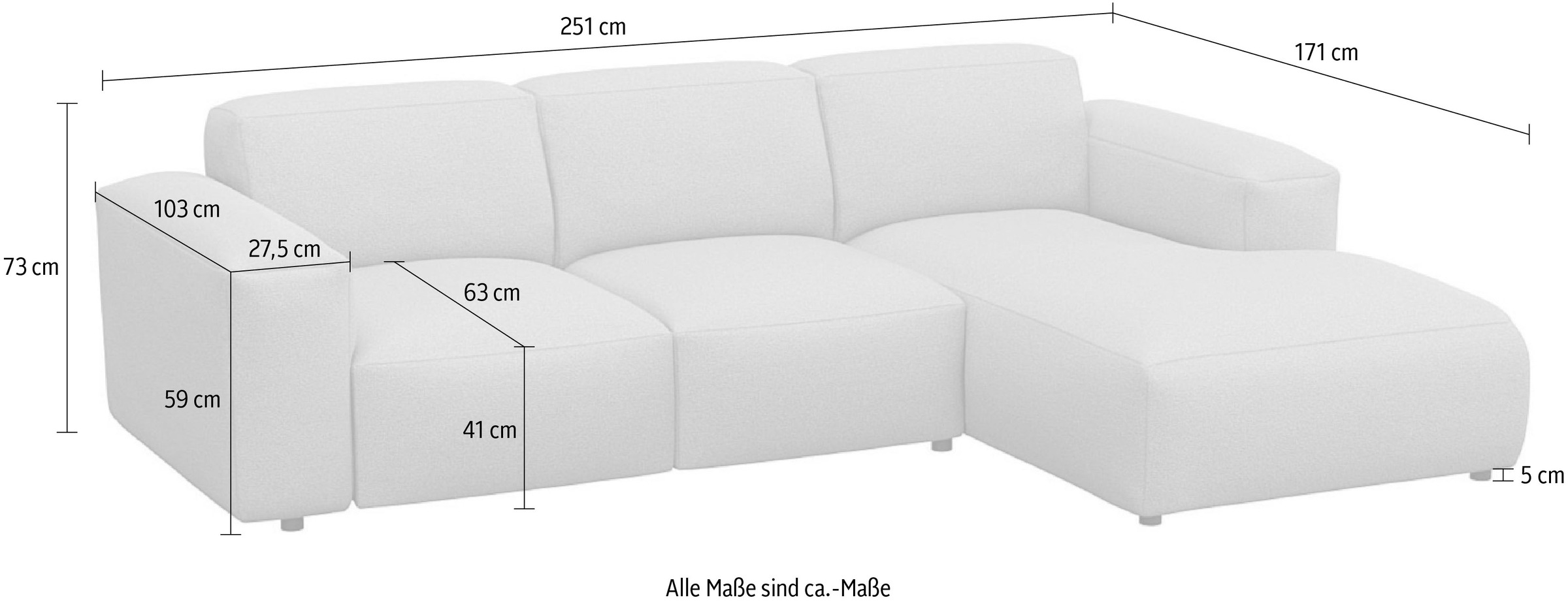 FLEXLUX Ecksofa »Lucera Chaislongue rechts oder links«, modern & anschmiegsam, Kaltschaum, Stahl-Wellenunterfederung