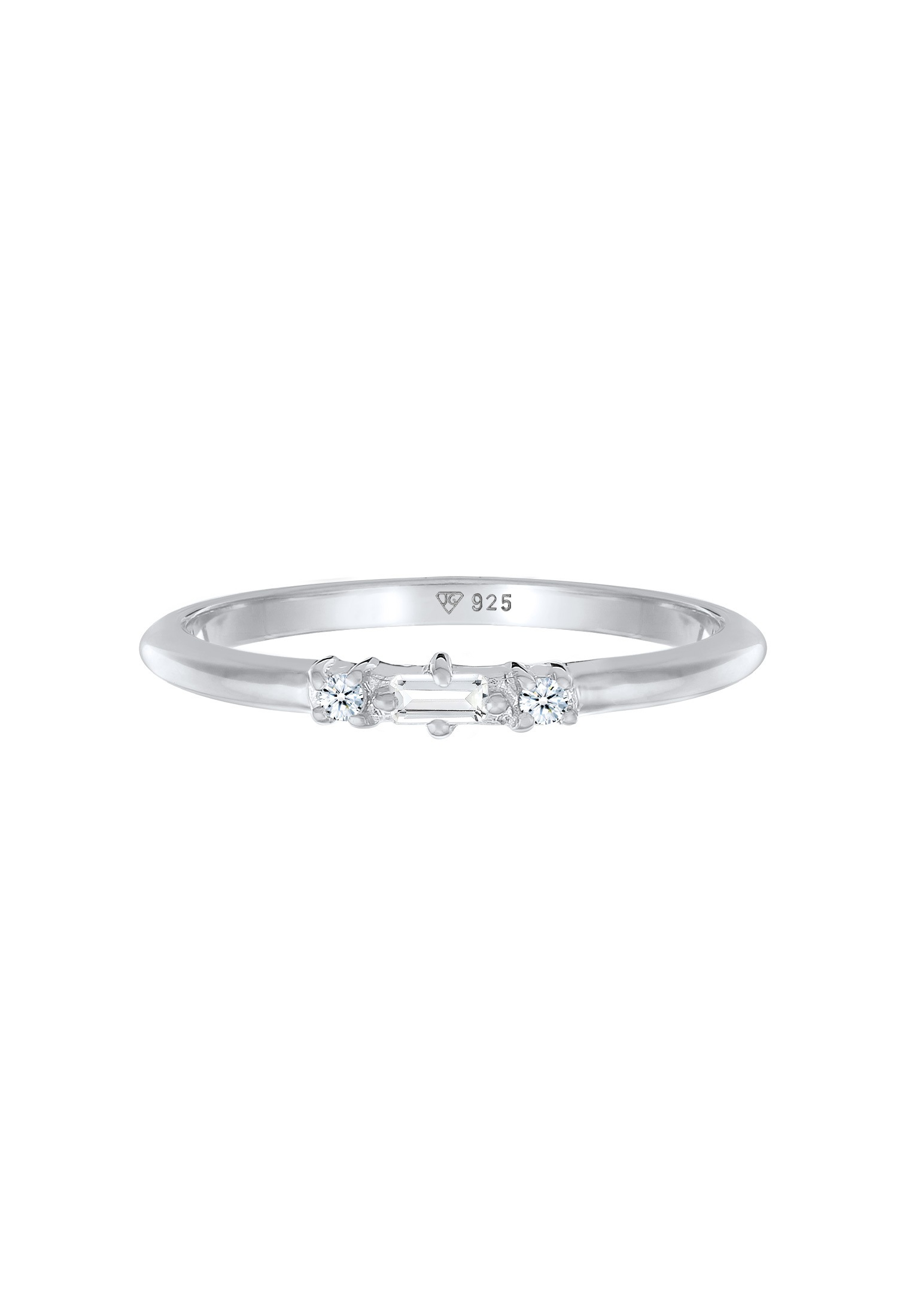 Elli DIAMONDS Silberring »Ring Verlobungsring Diamant (0.03 ct.) Rechteck 925 Silber«