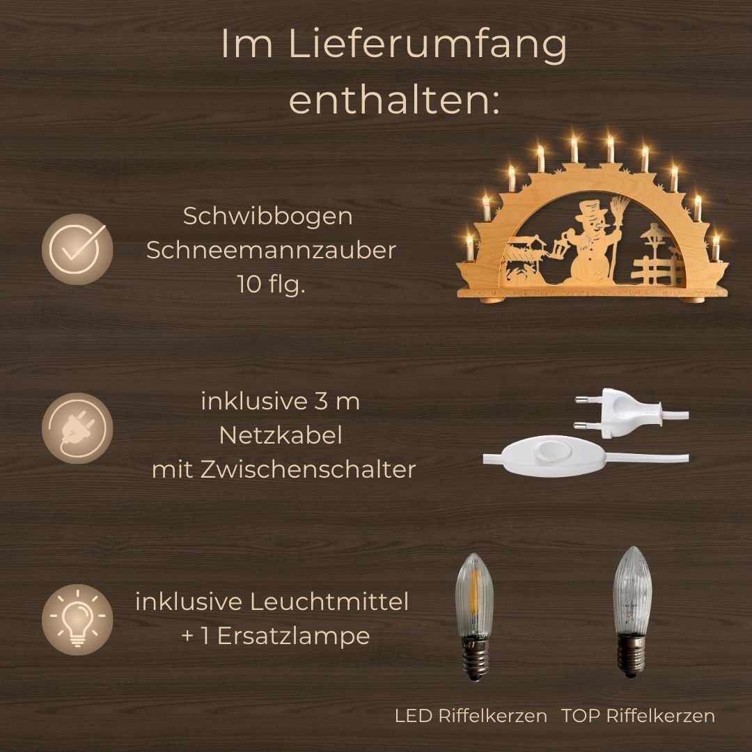 Weigla Schwibbogen »Schneemannzauber, Lichterbogen aus Holz, NATUR«