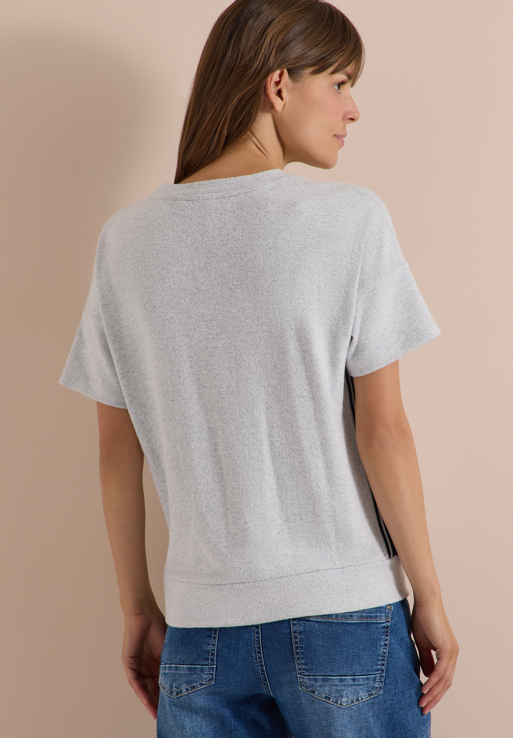 Cecil T-Shirt Sommmershirt -meliert -mit Rundhals und Tape-Details seitlich