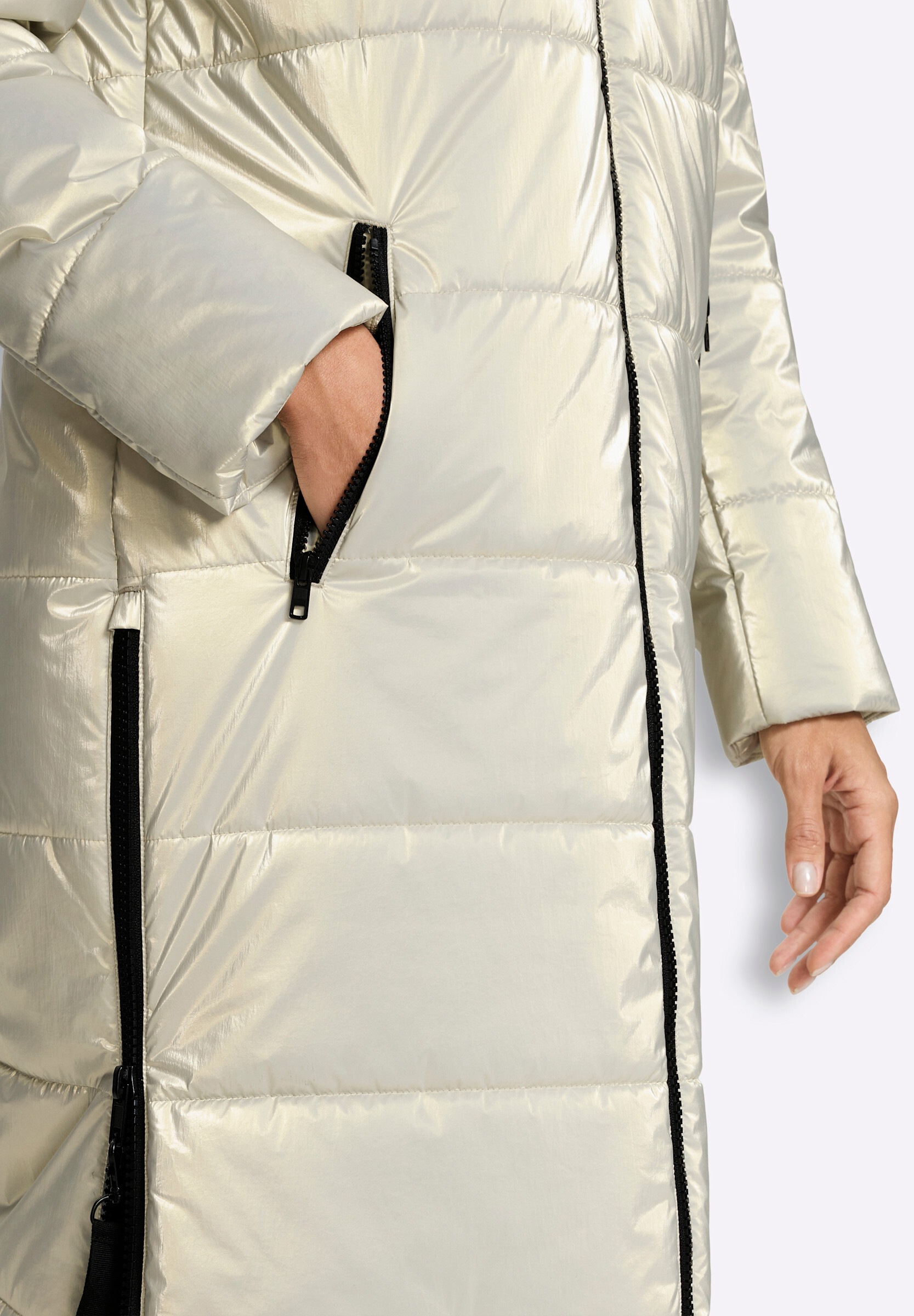 heine Langjacke »Steppmantel Steppmantel in Metallic-Optik« mit Kapuze