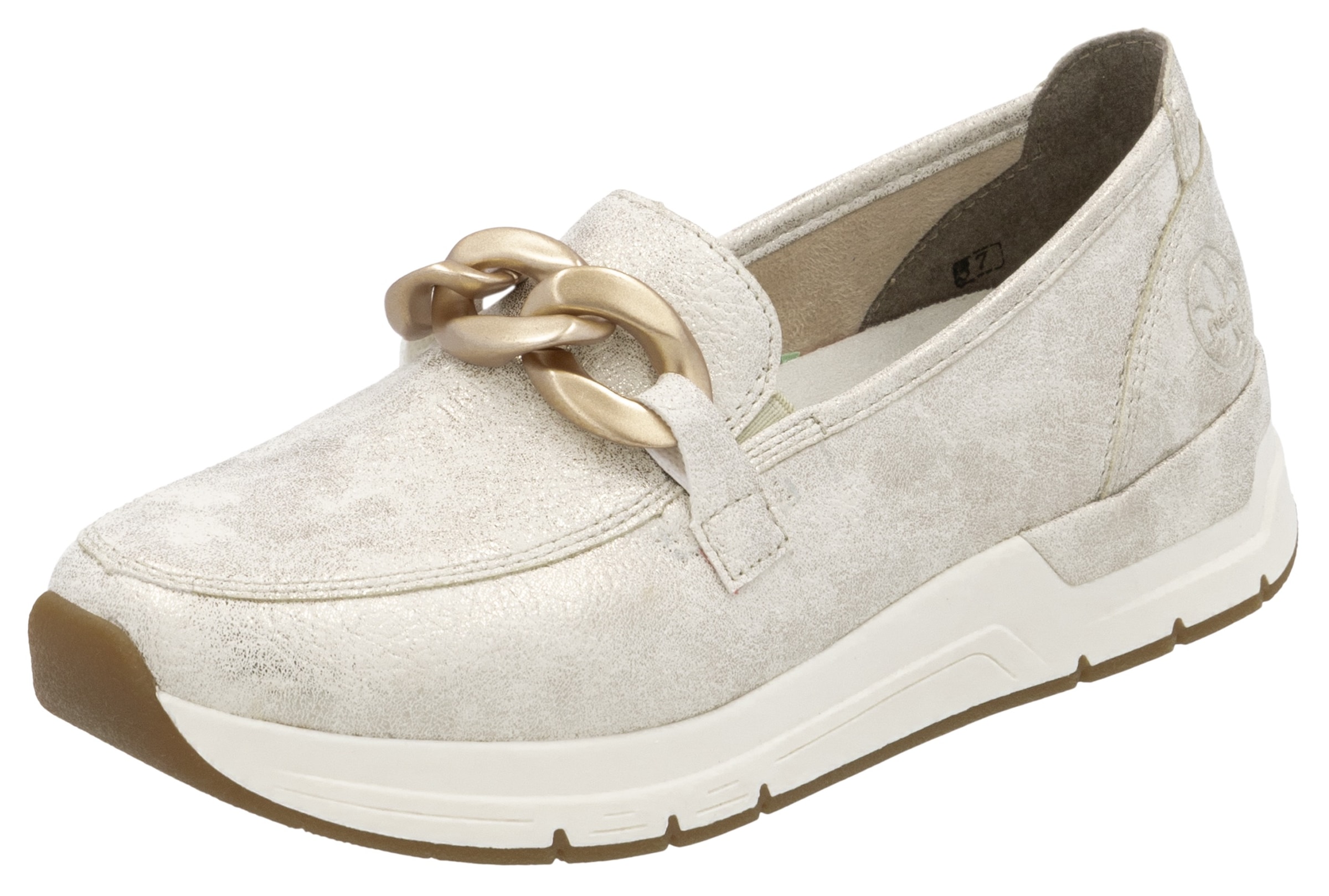 Rieker Loafer, Slipper, Slip-on Sneaker, Halbschuh mit modischer Zierkette