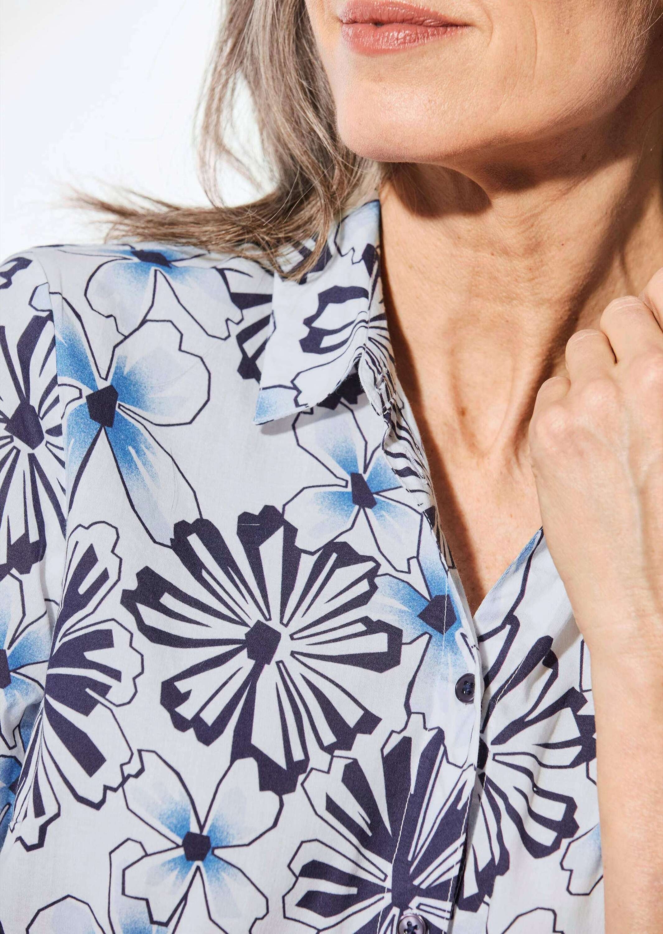 GOLDNER Hemdbluse »Kurzgröße Druckbluse mit Hemdkragen« Knöpfe