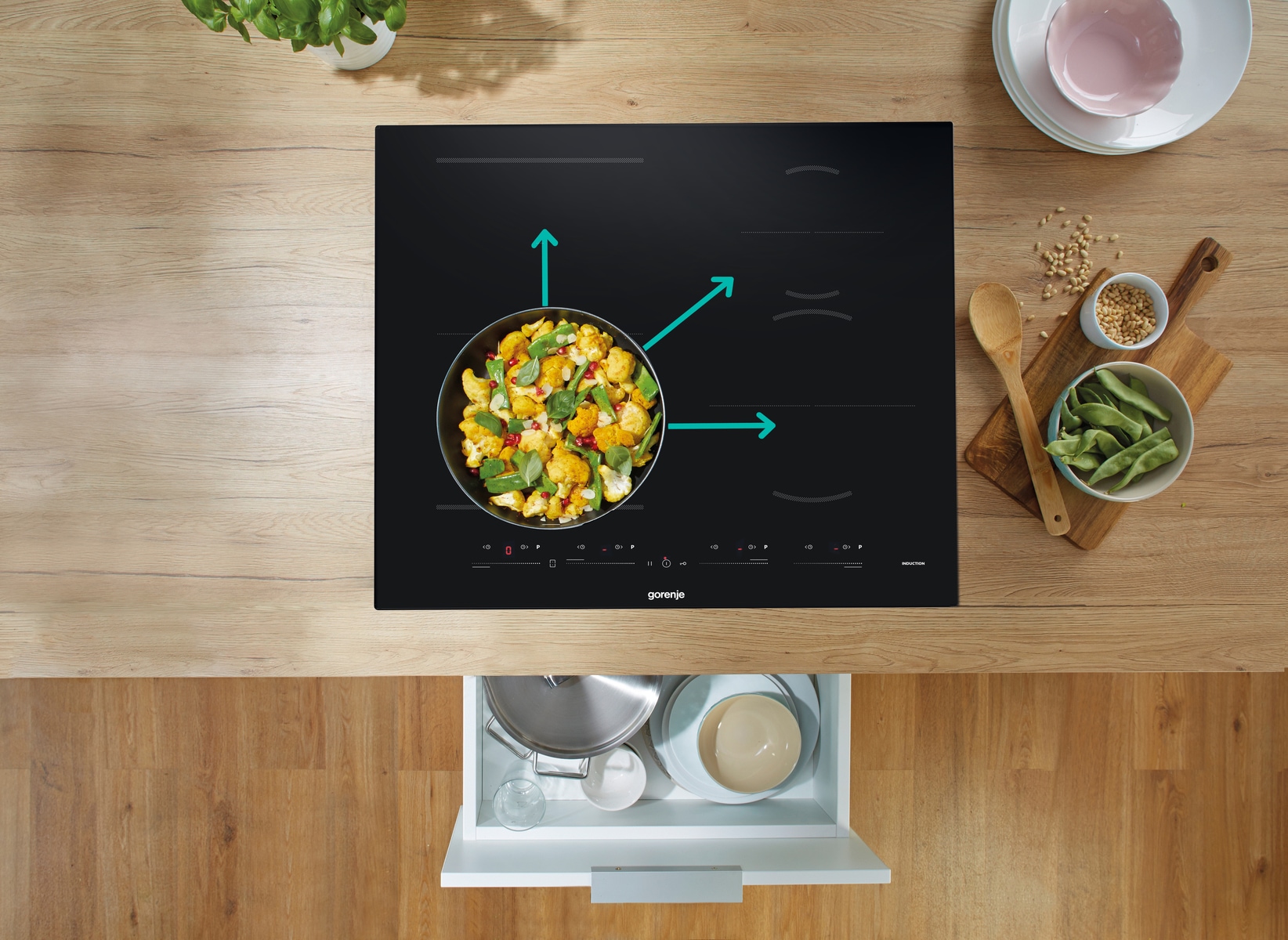 GORENJE Flex-Induktions-Kochfeld »GI 6442 BSCE«, AreaFlexZone beidseitig