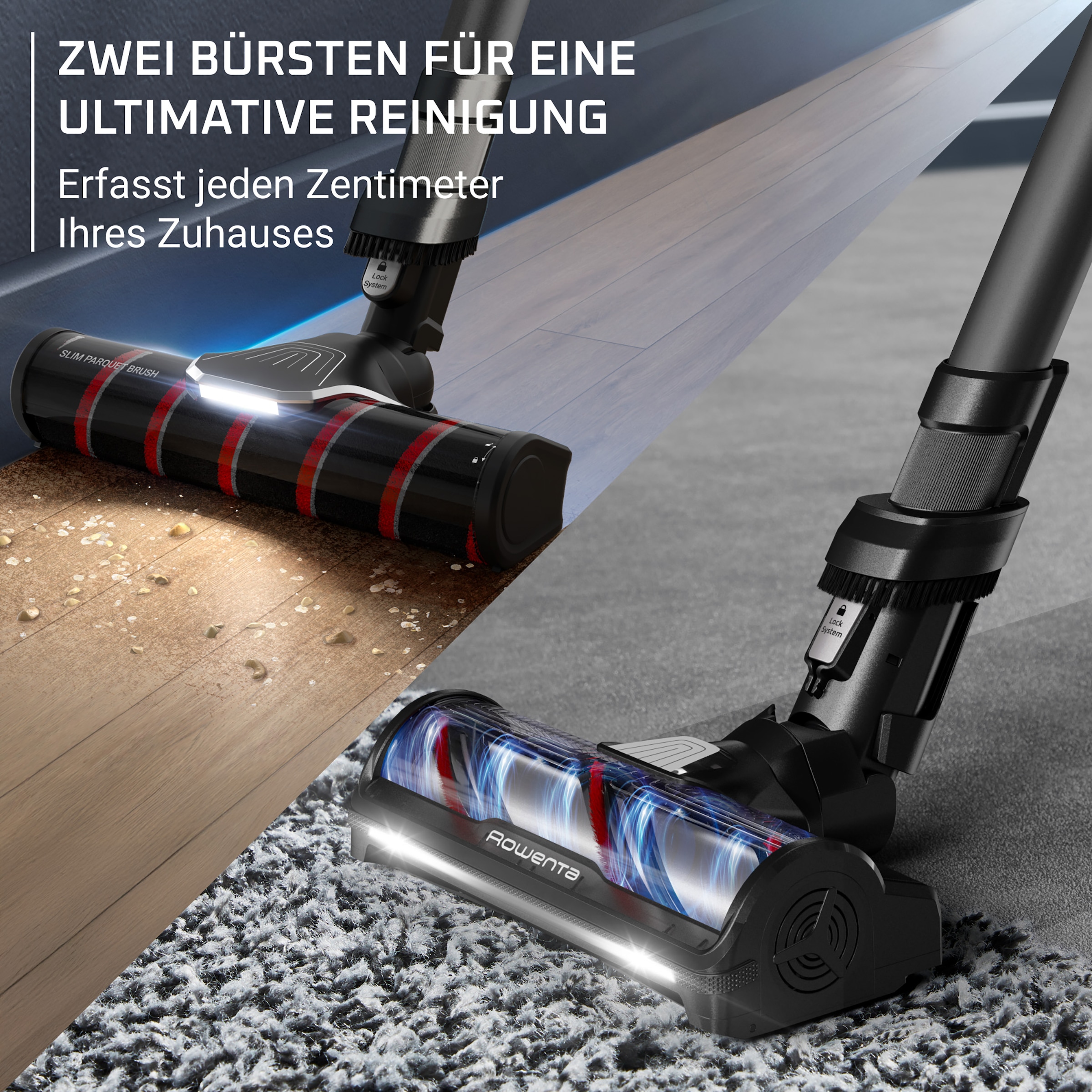 Rowenta Akku-Hand-und Stielstaubsauger »X-Force Flex 12.60 Neo Complete, 60 Minuten Laufzeit, Flex-Gelenk« LED-Beleuchtung, hocheffiziente Saugleistung dank 150 Air Watt, RH9L55