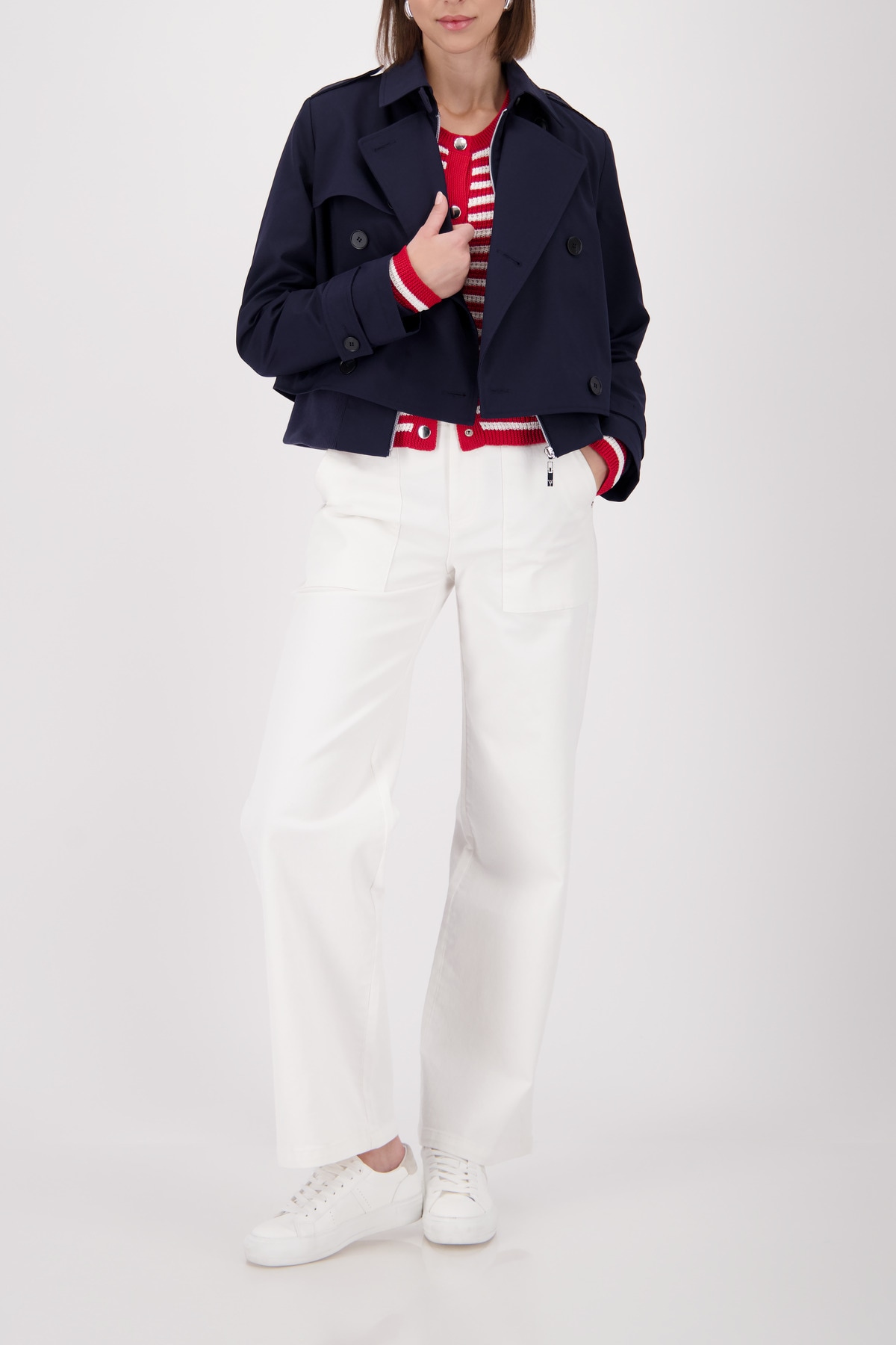 Monari Kurzjacke »Jacke Trench« ohne Kapuze kurze Form, Regular Fit, typische Schulterklappen