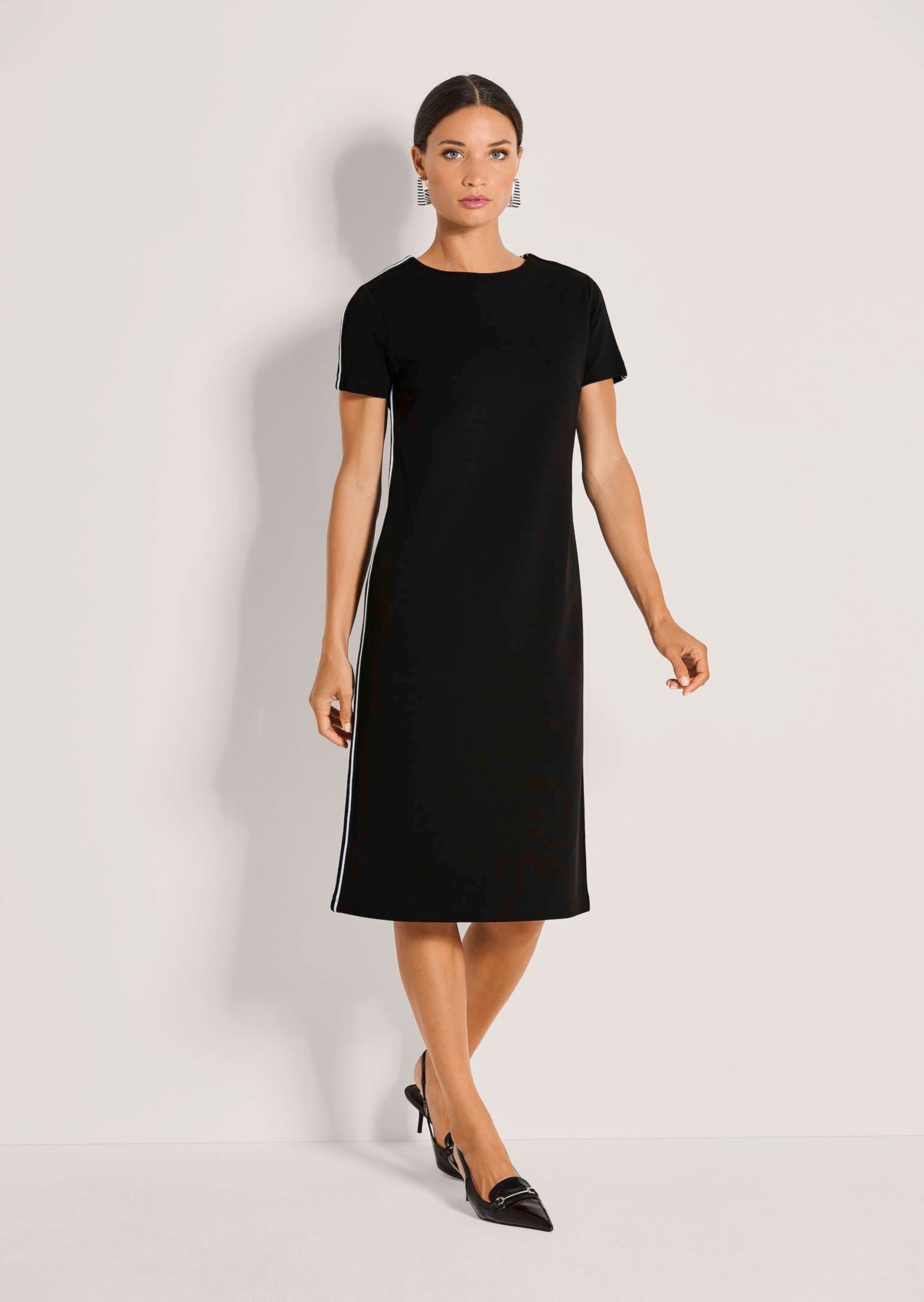 MADELEINE Midikleid »Jerseykleid Viskosekleid mit Kontraststreifen« Reißverschluss hinten