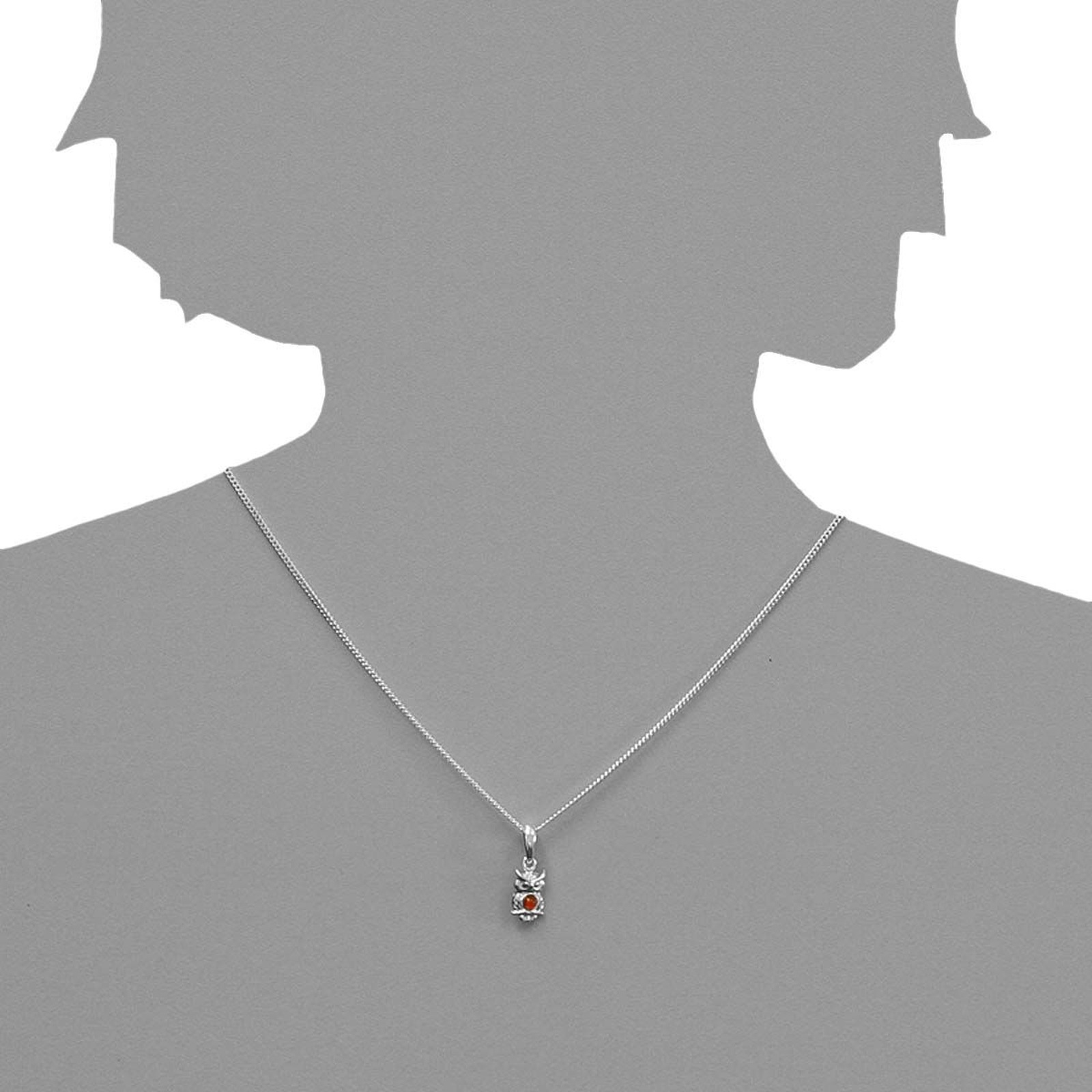OSTSEE-SCHMUCK Kette mit Anhänger »- kleiner Uhu - Silber 925/000 - Bernstein«