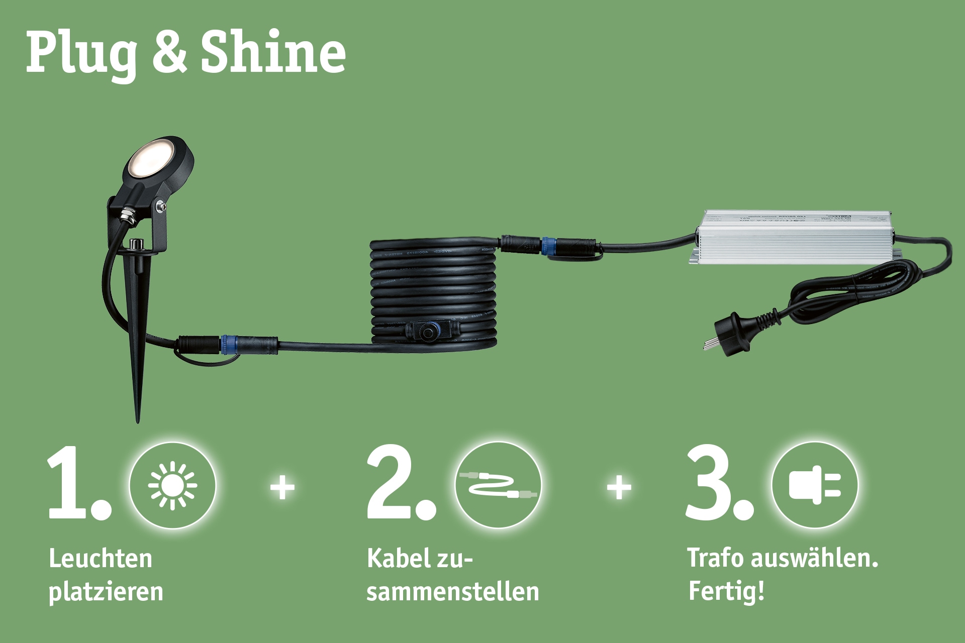 Paulmann LED Sockelleuchte »Plug & Shine«, 2 flammig, Leuchtmittel LED-Modul | LED fest integriert, LED-Modul, IP67 3000K 24V