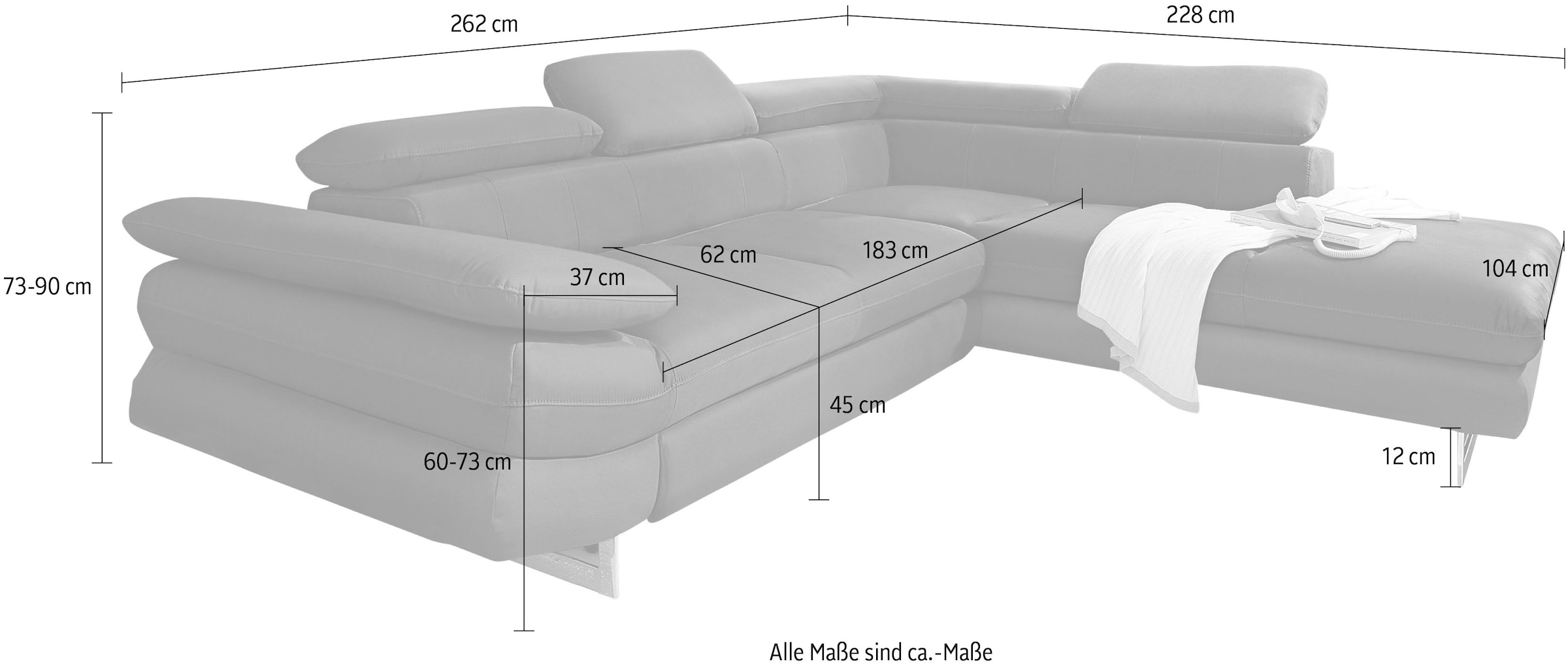 INOSIGN Ecksofa »Solution L-Form«, mit Arm- & Kopfteilverstellung, wahlweise mit Bettfunktion