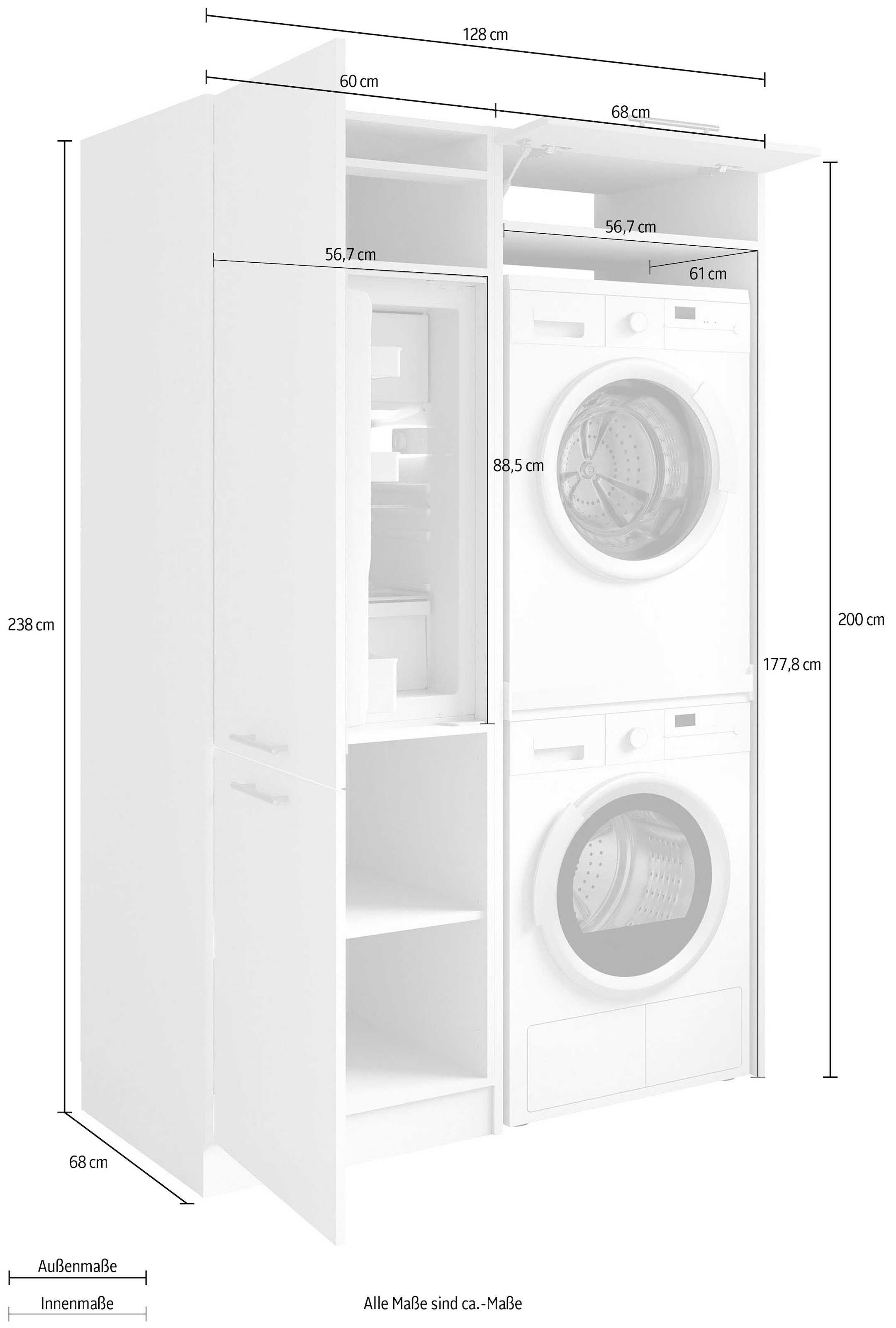 Laundreezy Mehrzweckschrank-Set »Laundreezy, 2-tlg. Mehrzweckschrank-Set B/H/T 128/238/68 cm« 2 Stk. tlg.