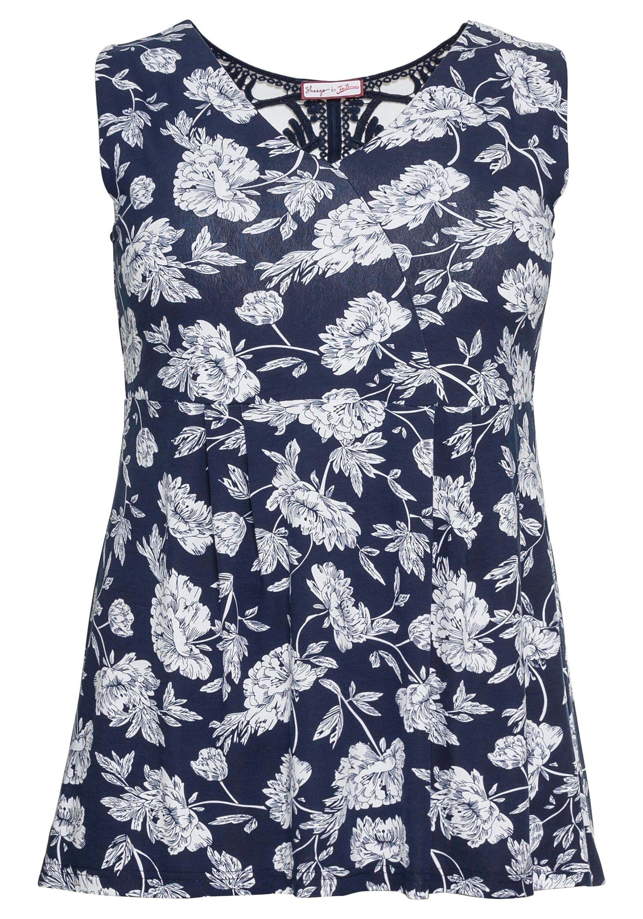 Sheego Longtop »Longtop mit Blumendruck und Spitze im Rücken«