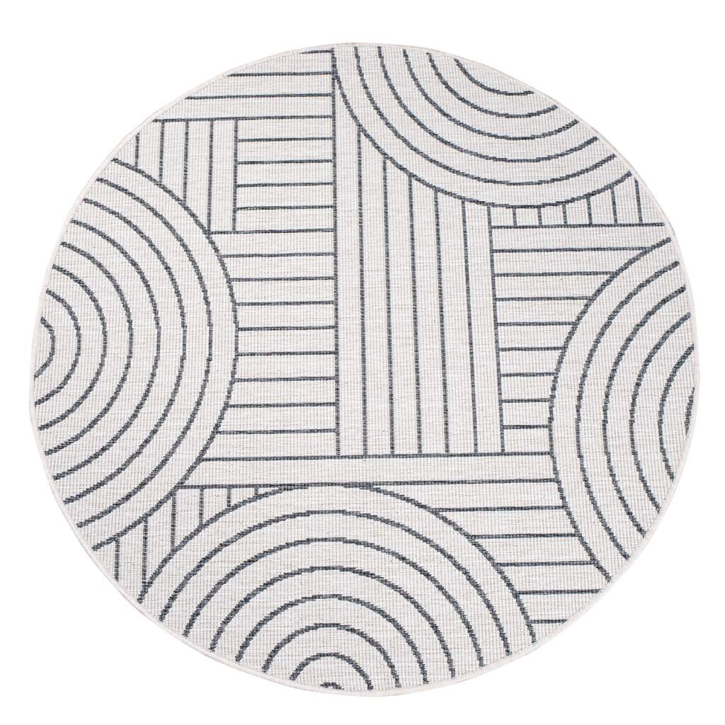 Carpet City Outdoorteppich »DUO RUG 5842«, rund, 5 mm Höhe, Wendeteppich Wetterfest In- & Outdoor, Balkon, Terrasse, Wohnzimmer