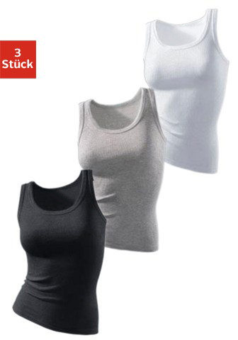 Tanktop, (Packung, 3er-Pack), ohne Seitennähte