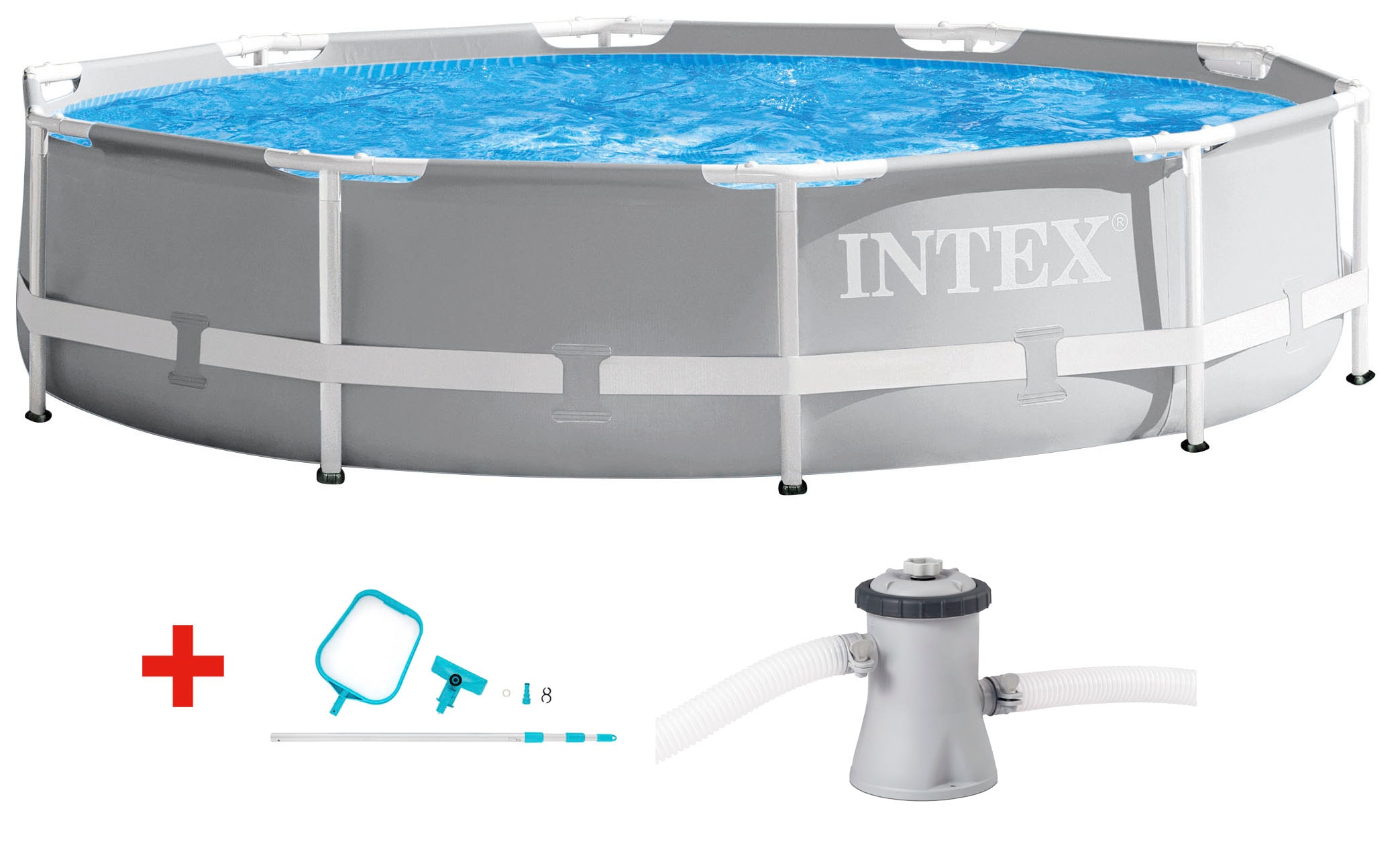 Intex Rundpool »»Framepool« 305x76 cm«, (Set), inkl. hochwertigem Intex Pool-Reinigungsset